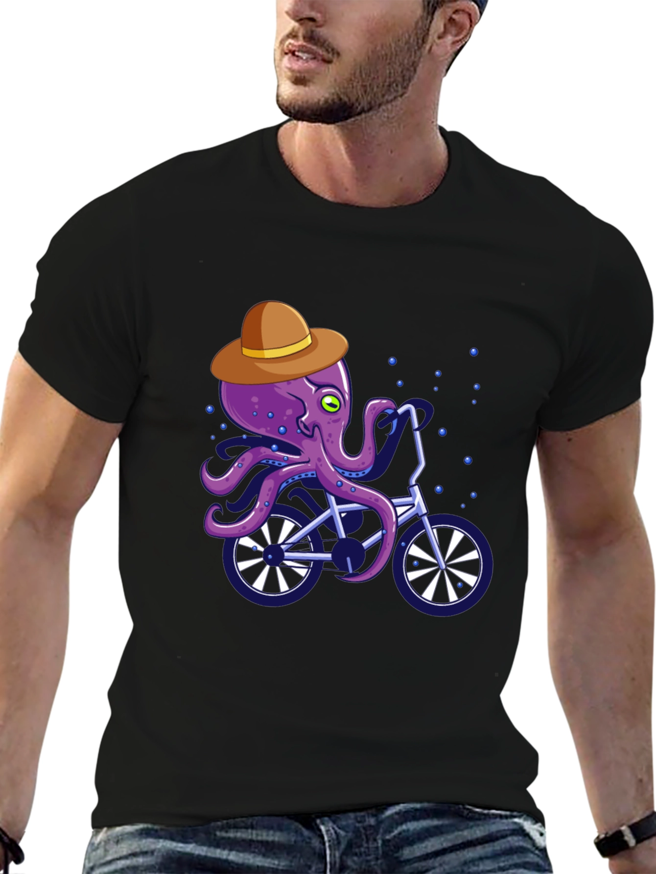 Octopus on Bike Graphic Tee