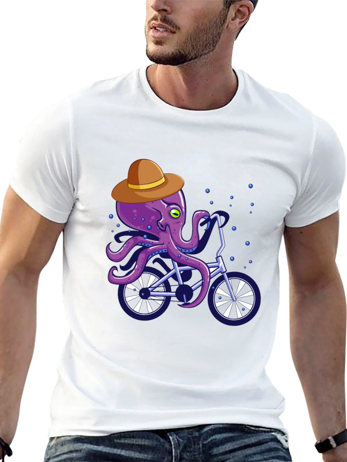 Octopus on Bike Graphic Tee