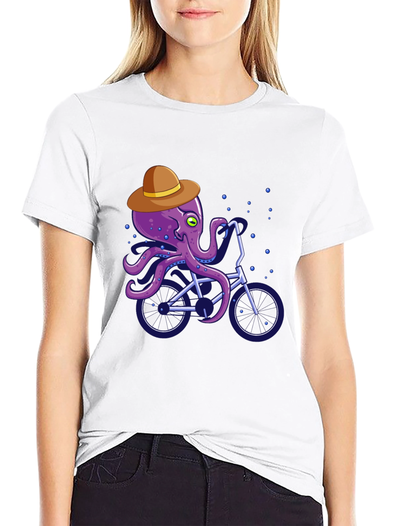 Octopus on Bike Graphic Tee
