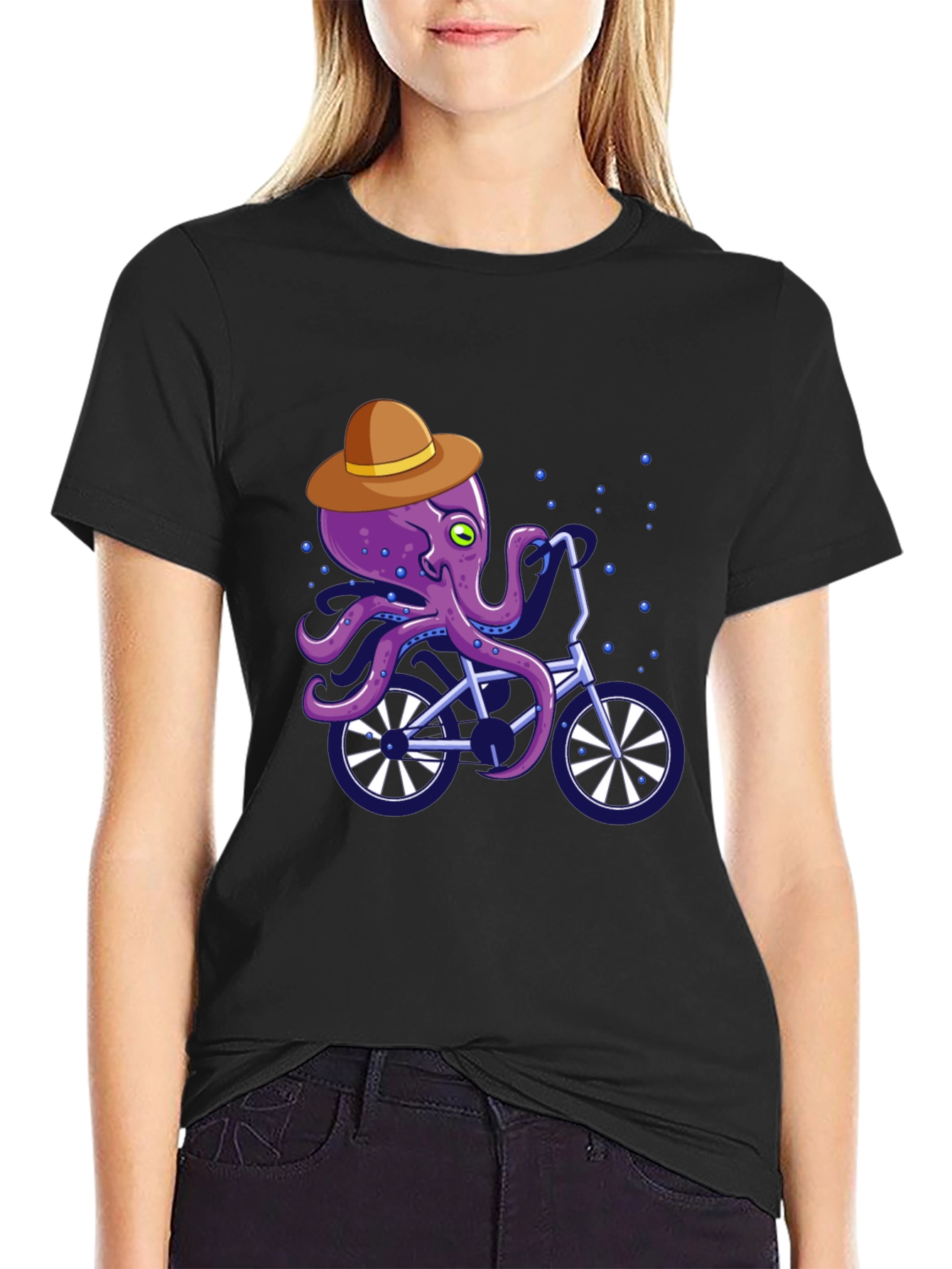 Octopus on Bike Graphic Tee
