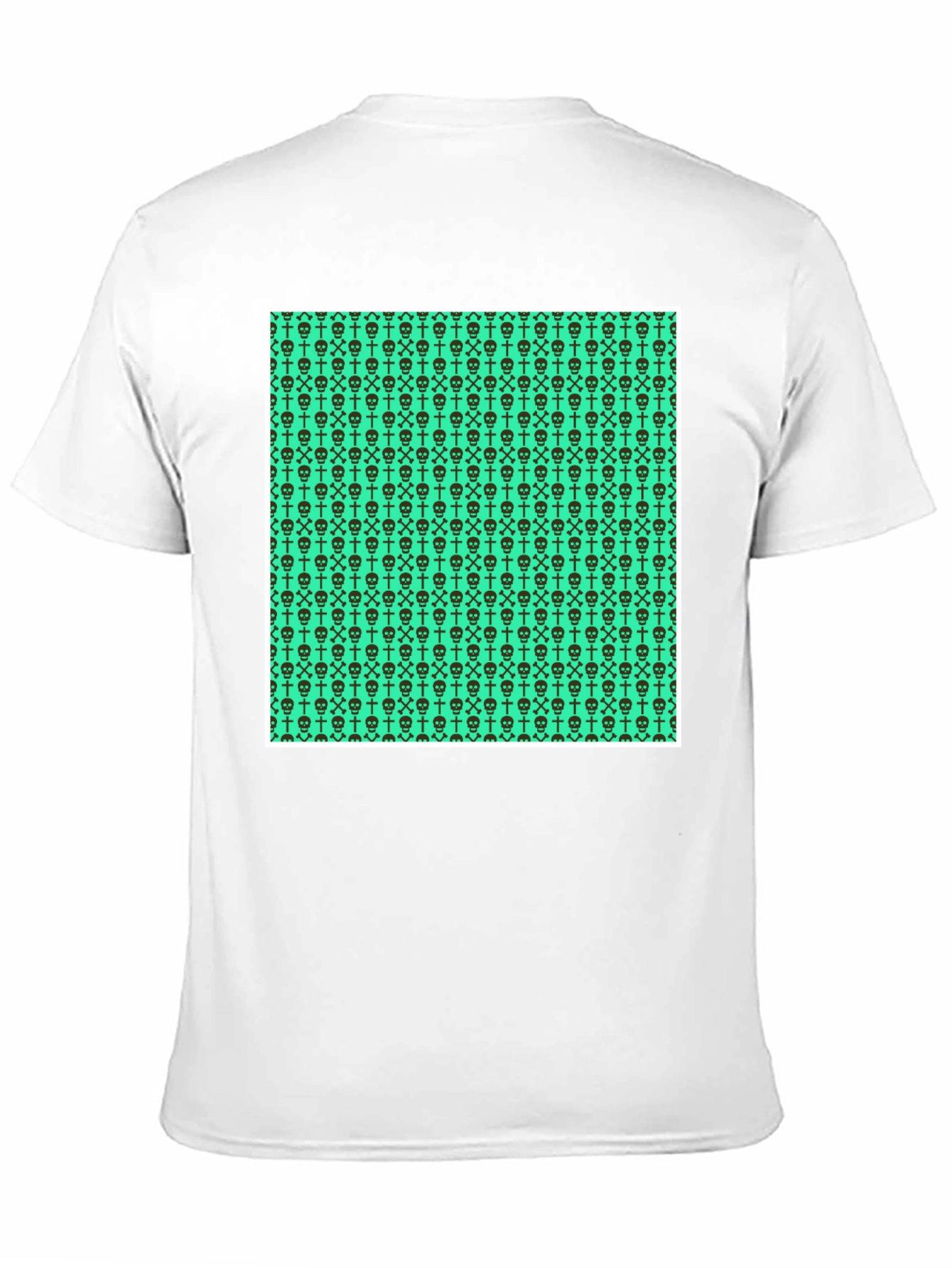 Skull & Crossbones Pattern Tee - Graphic Print T-Shirt