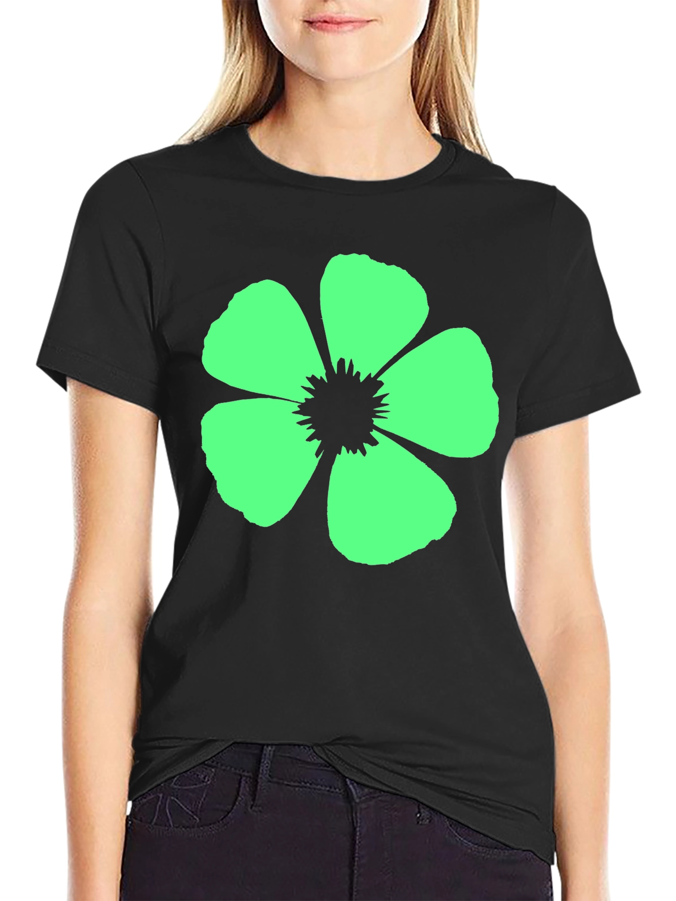 Flower Graphic Black T-Shirt