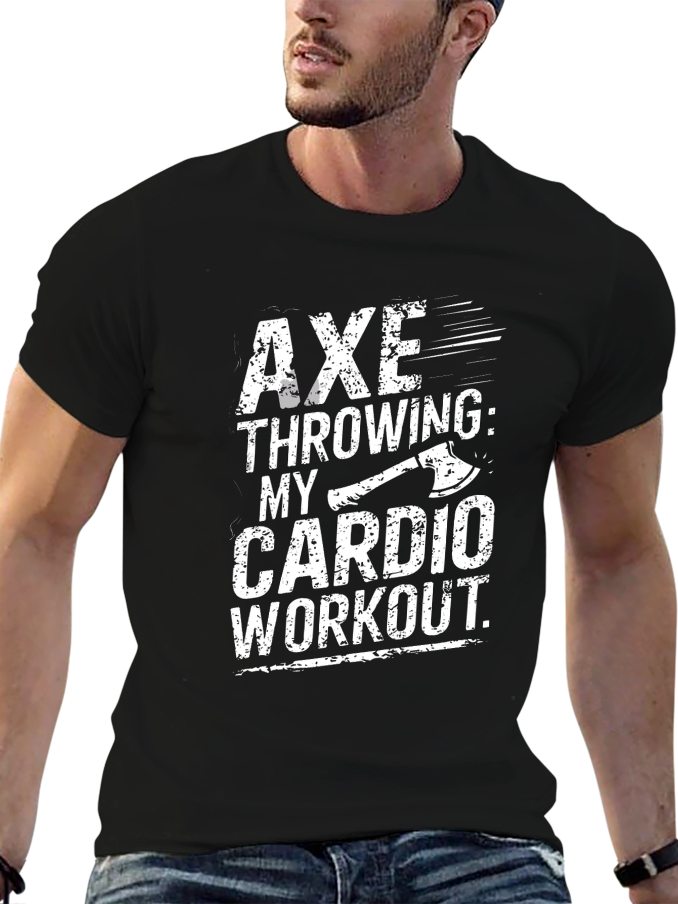 Axe Throwing Cardio Workout T-Shirt - Black