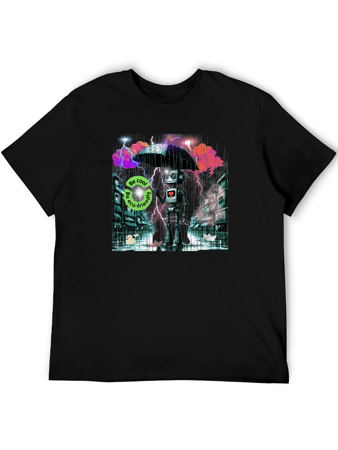 Eco Robot in Rain T-Shirt