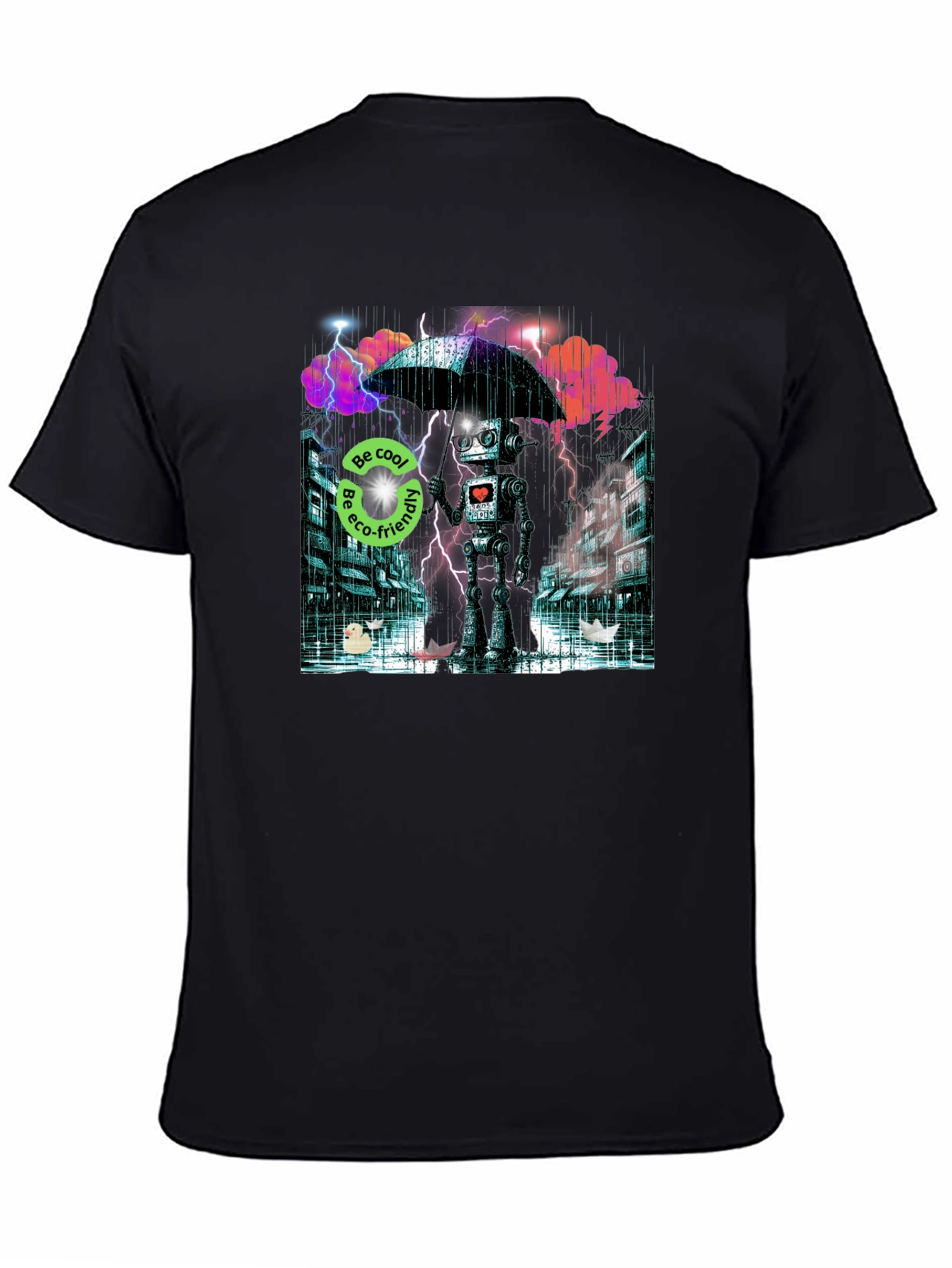 Eco Robot in Rain T-Shirt