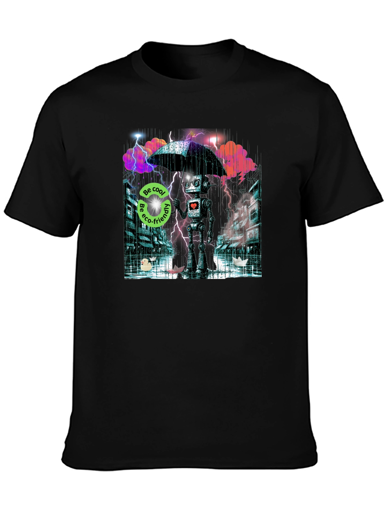 Eco Robot in Rain T-Shirt