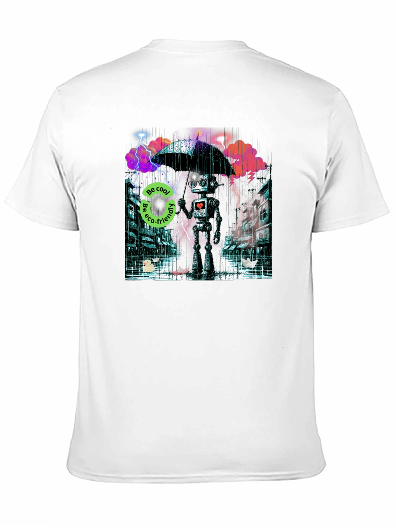 Eco Robot in Rain T-Shirt