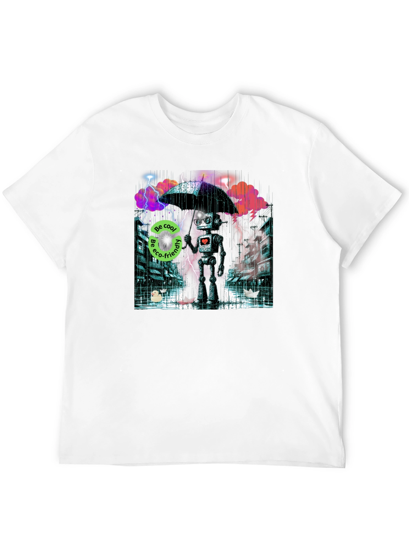 Eco Robot in Rain T-Shirt