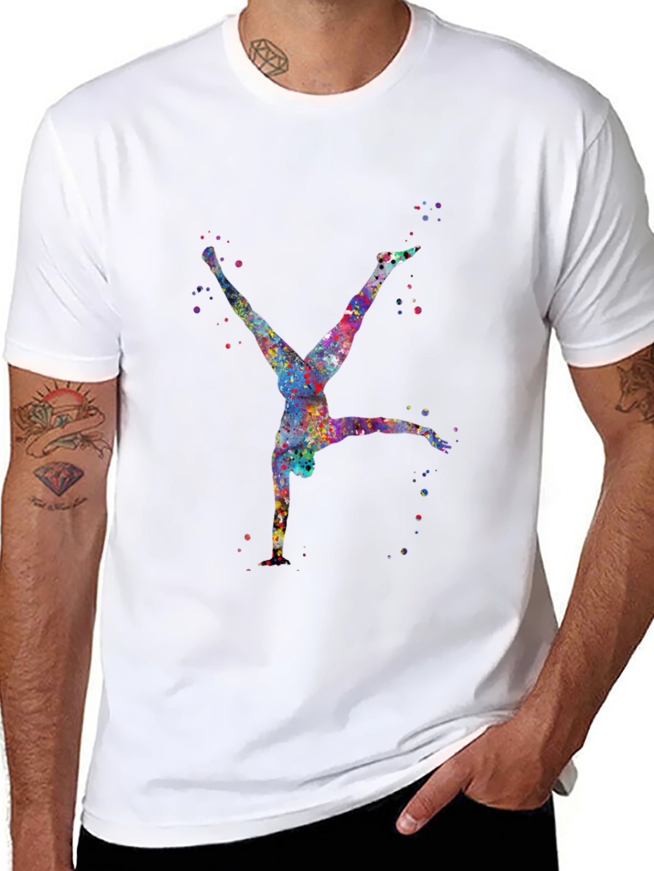 Watercolor Gymnast Black T-Shirt