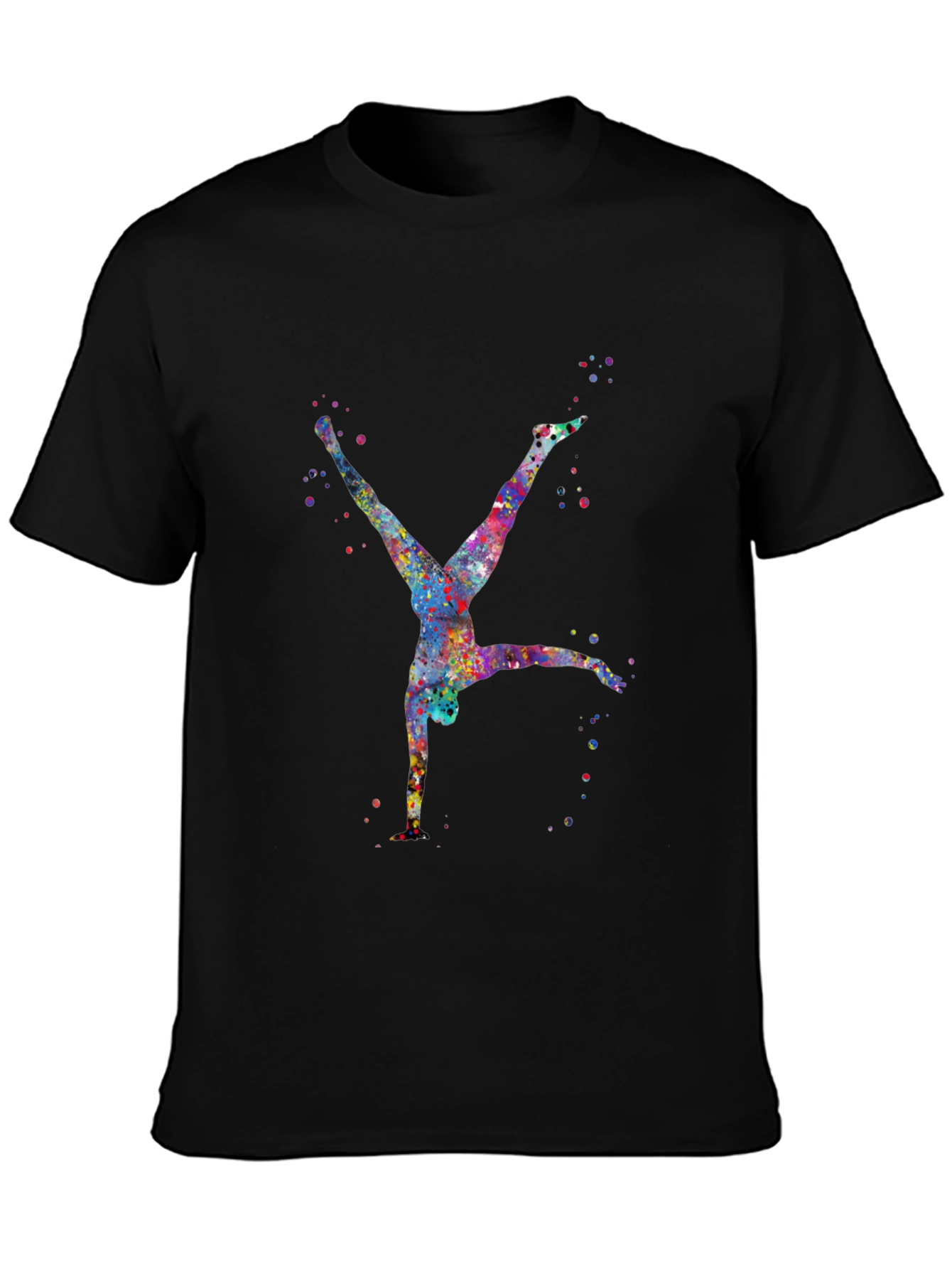 Watercolor Gymnast Black T-Shirt