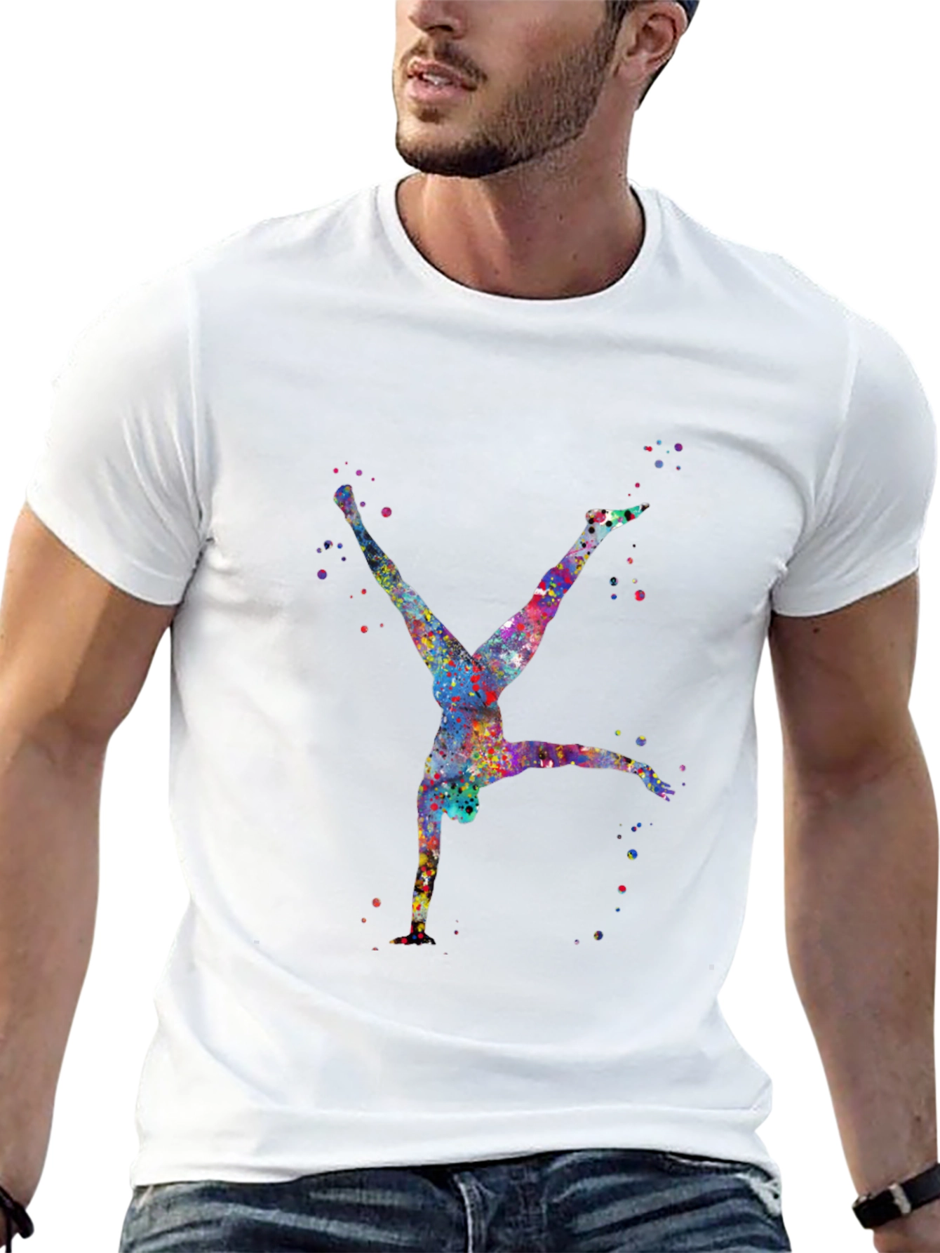 Watercolor Gymnast Black T-Shirt