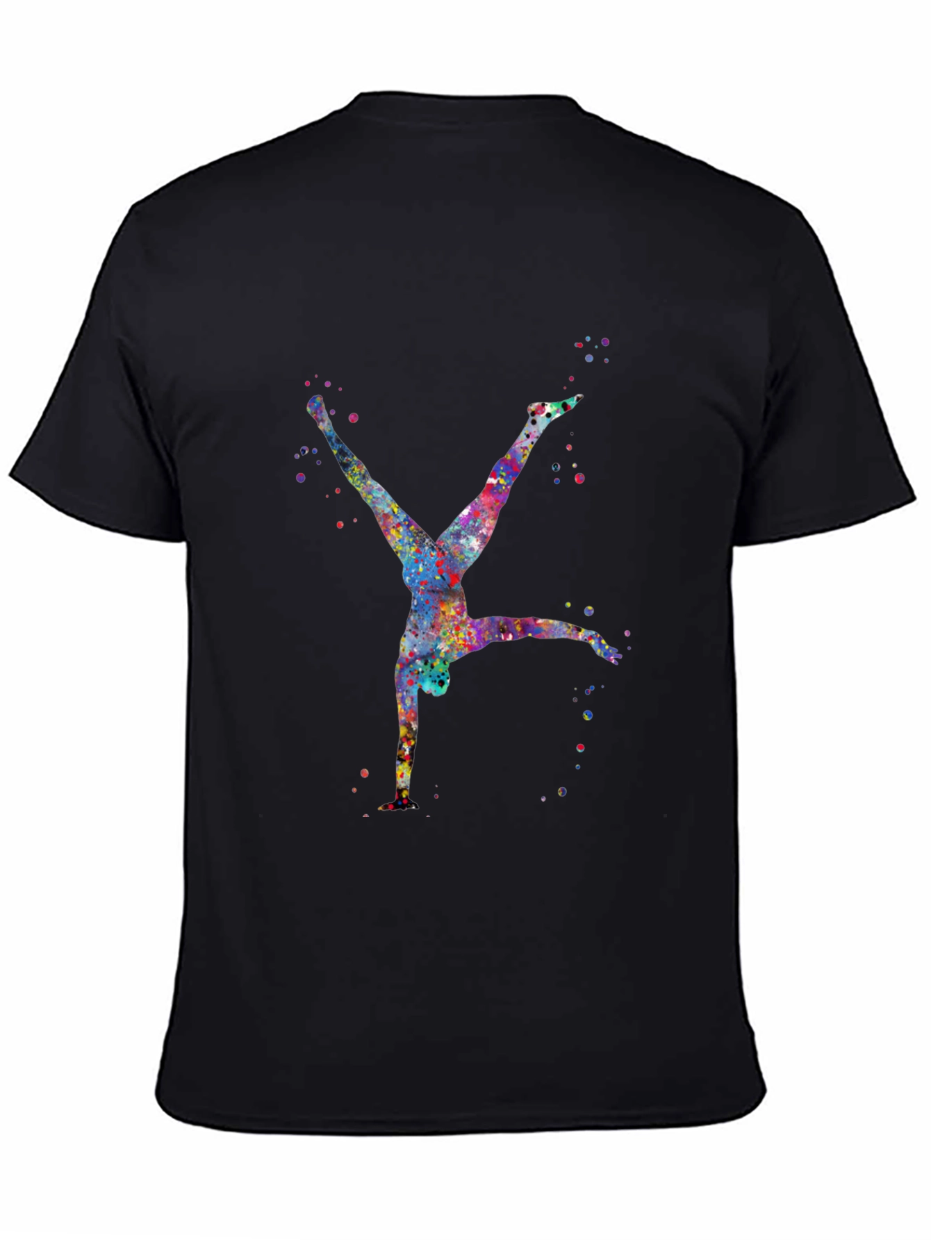 Watercolor Gymnast Black T-Shirt