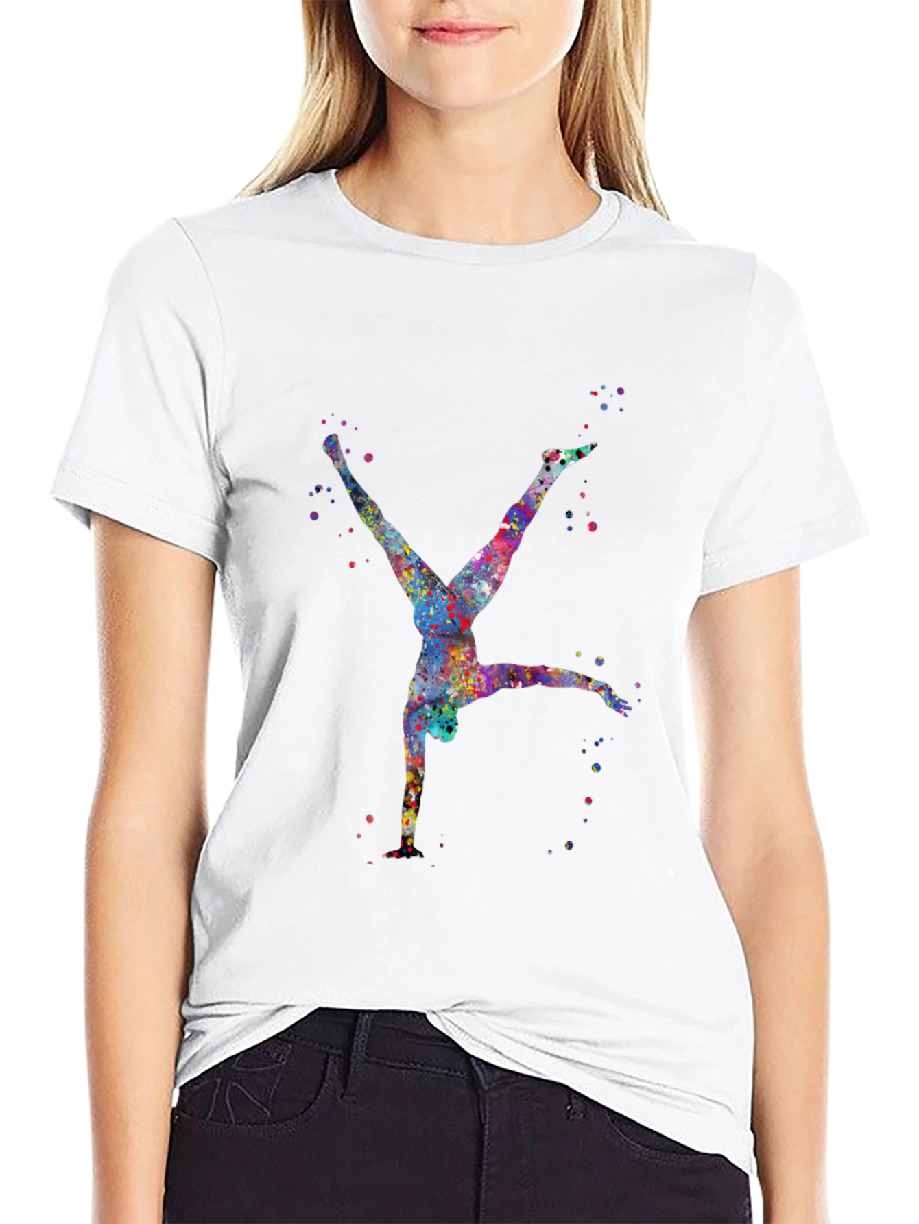 Watercolor Gymnast Black T-Shirt