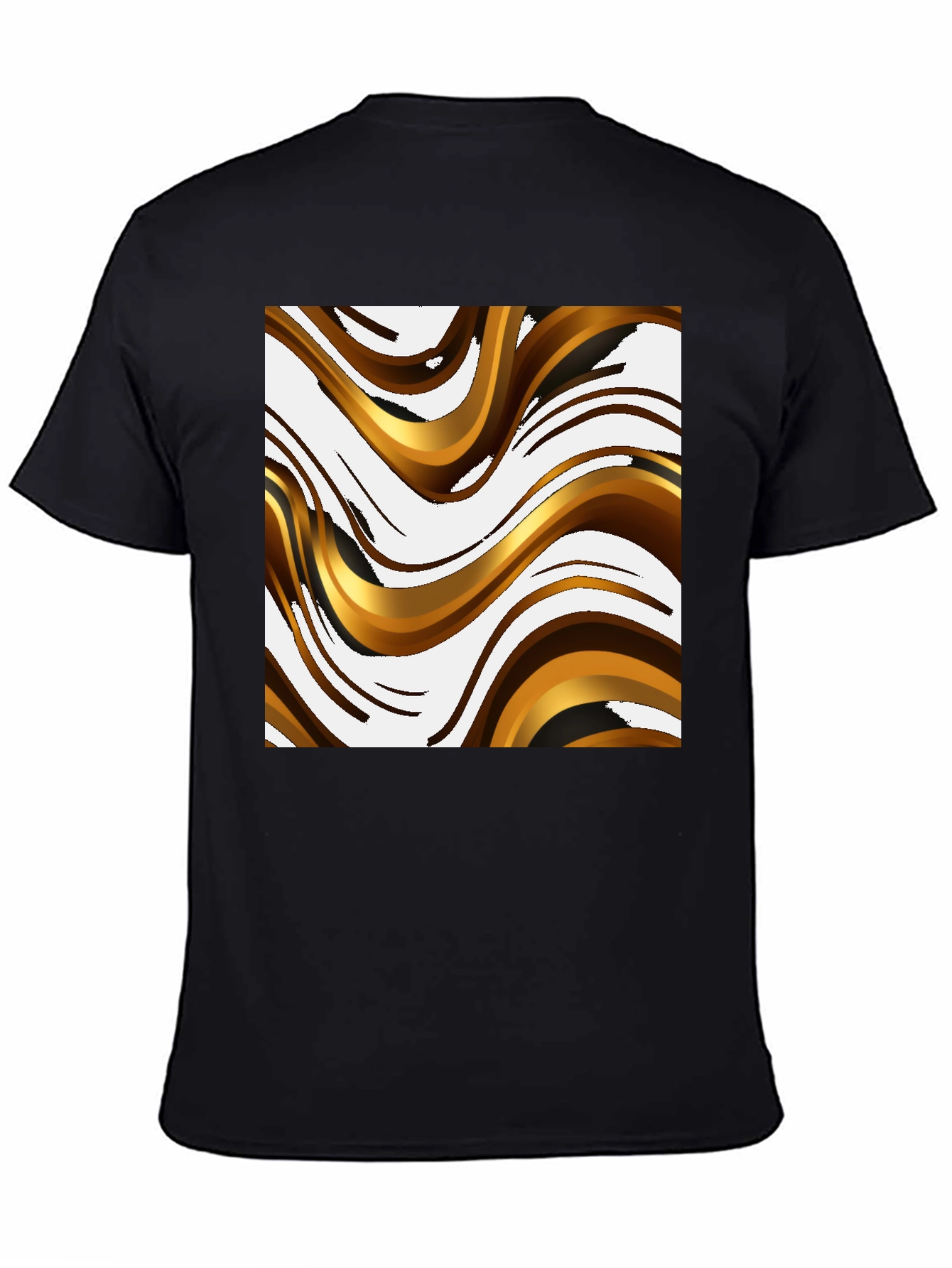 Abstract Wave Pattern Black T-Shirt