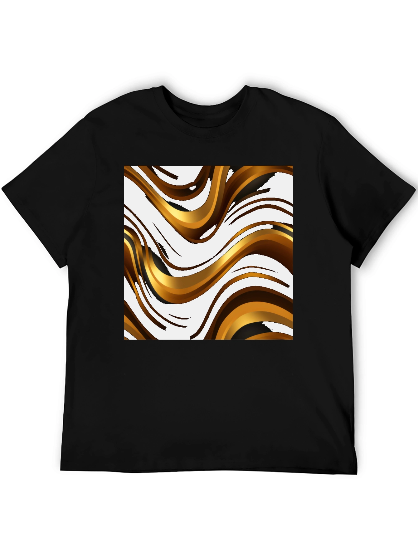 Abstract Wave Pattern Black T-Shirt