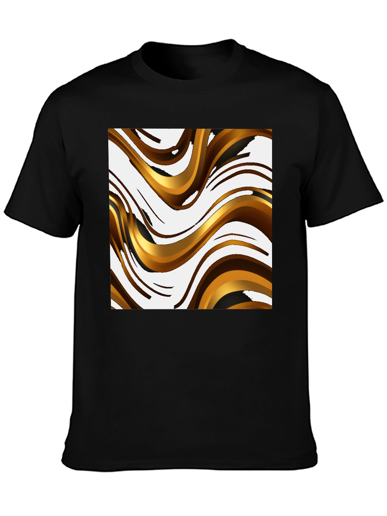 Abstract Wave Pattern Black T-Shirt
