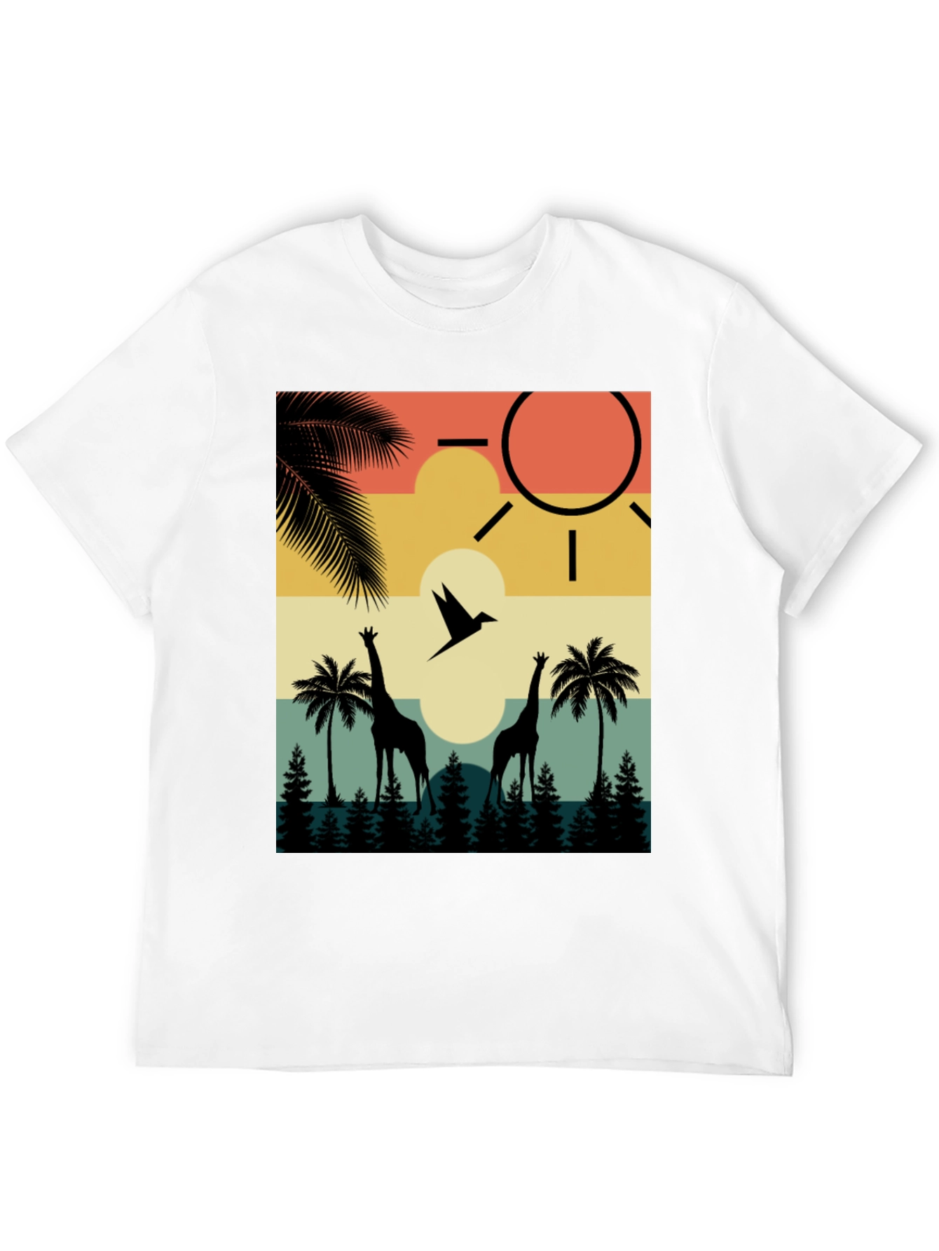 Retro Giraffe Sunset T-Shirt