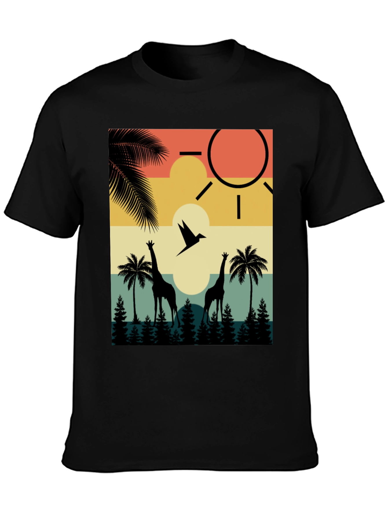 Retro Giraffe Sunset T-Shirt
