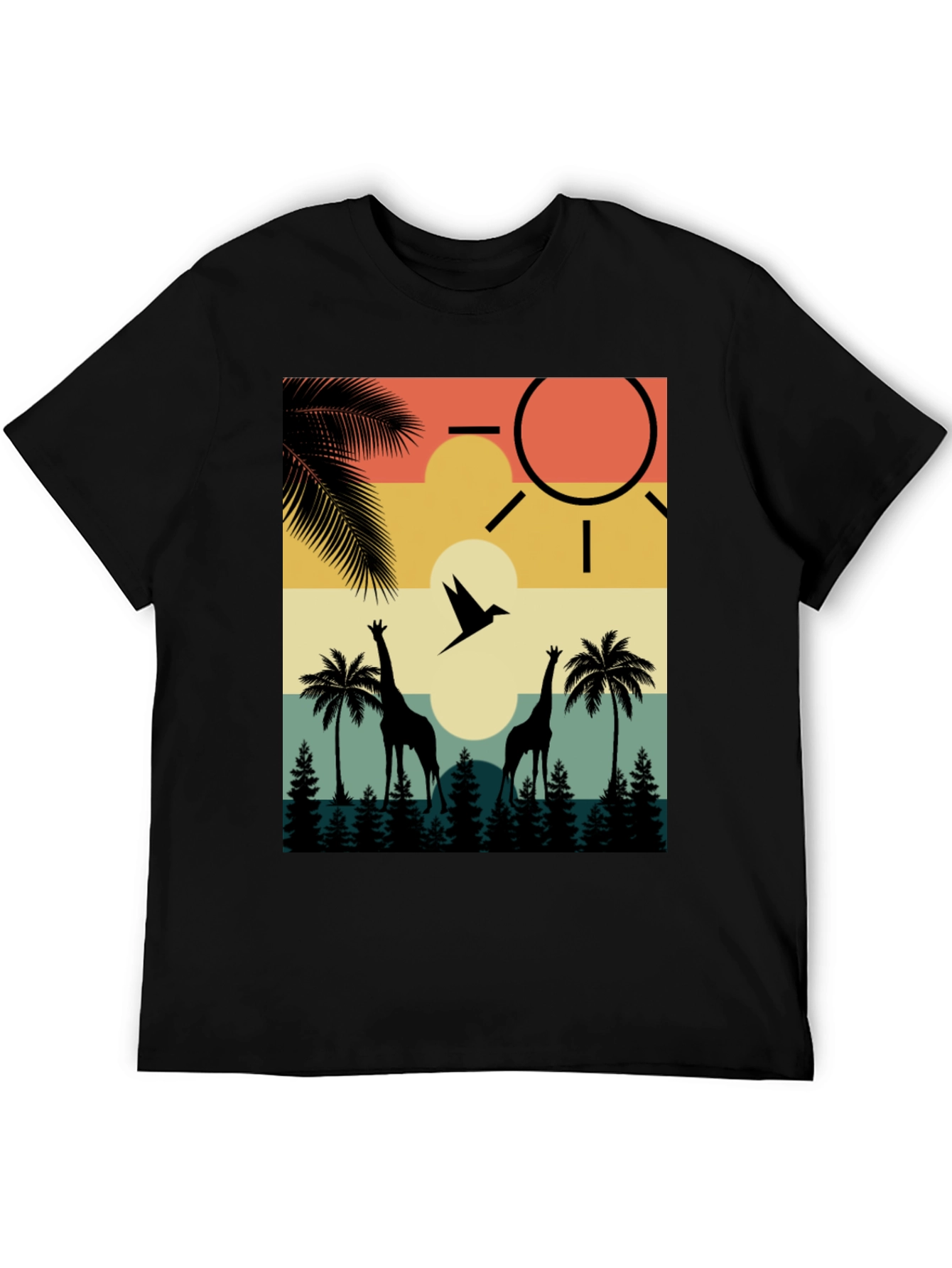Retro Giraffe Sunset T-Shirt