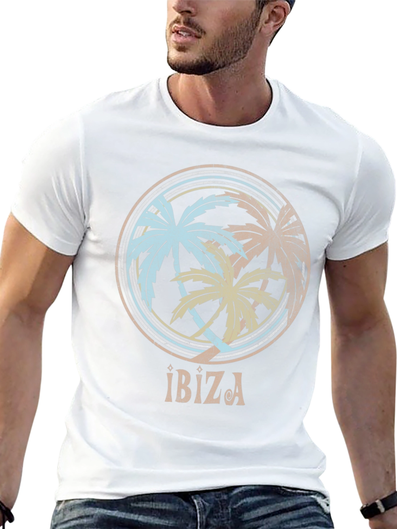 Ibiza Palm Tree Graphic Tee - Retro Summer Vibes
