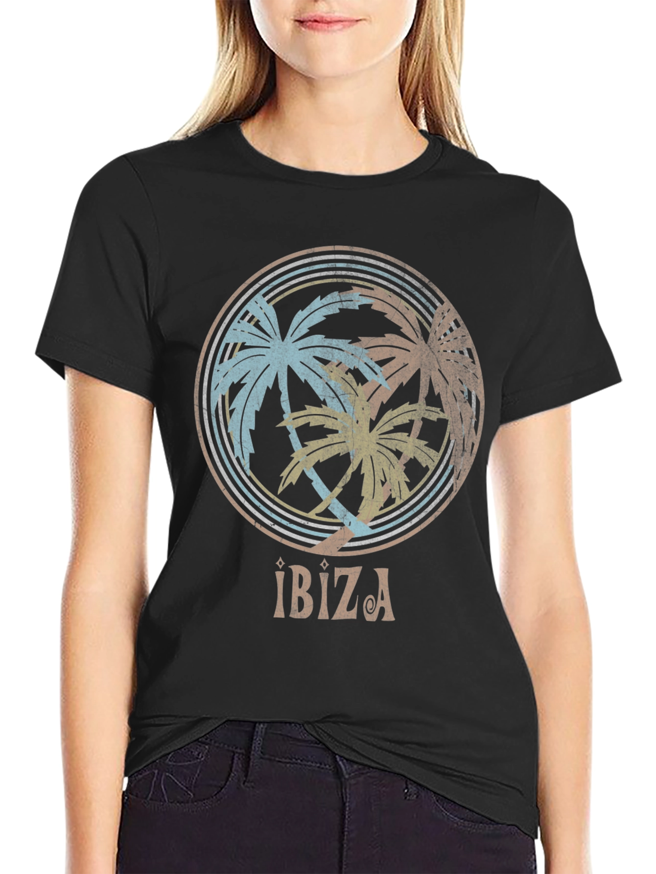 Ibiza Palm Tree Graphic Tee - Retro Summer Vibes