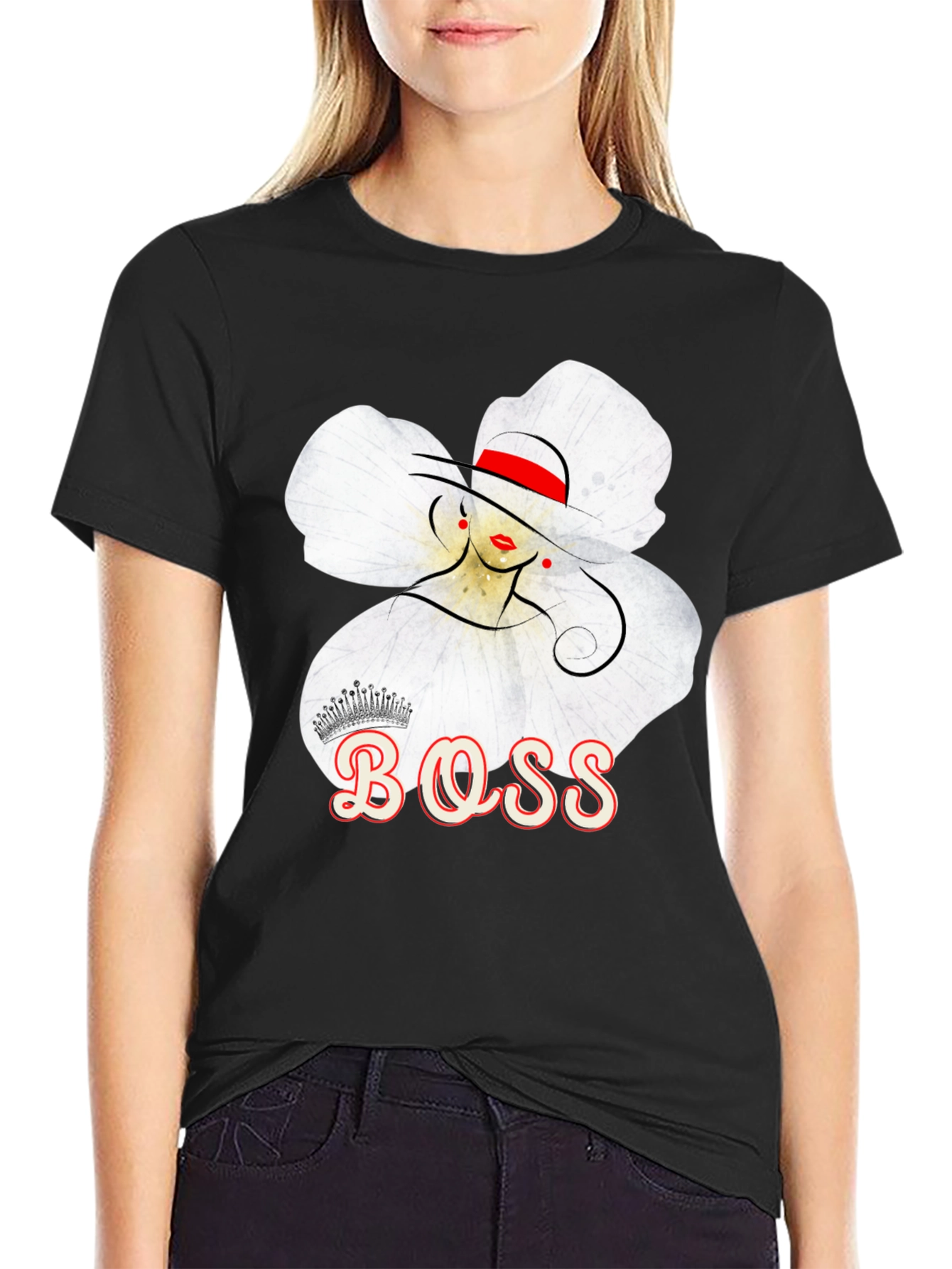 Boss Lady T-Shirt: Elegant Floral Graphic Tee