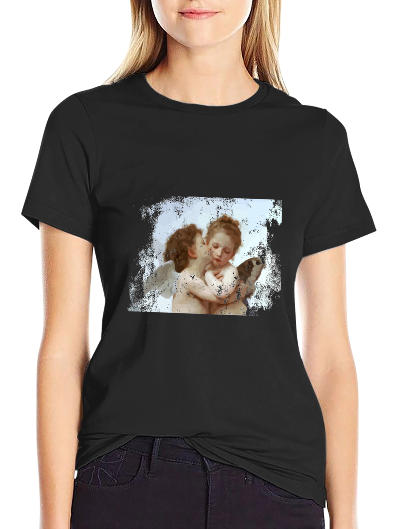 Cherub Kiss Graphic T-Shirt - Black