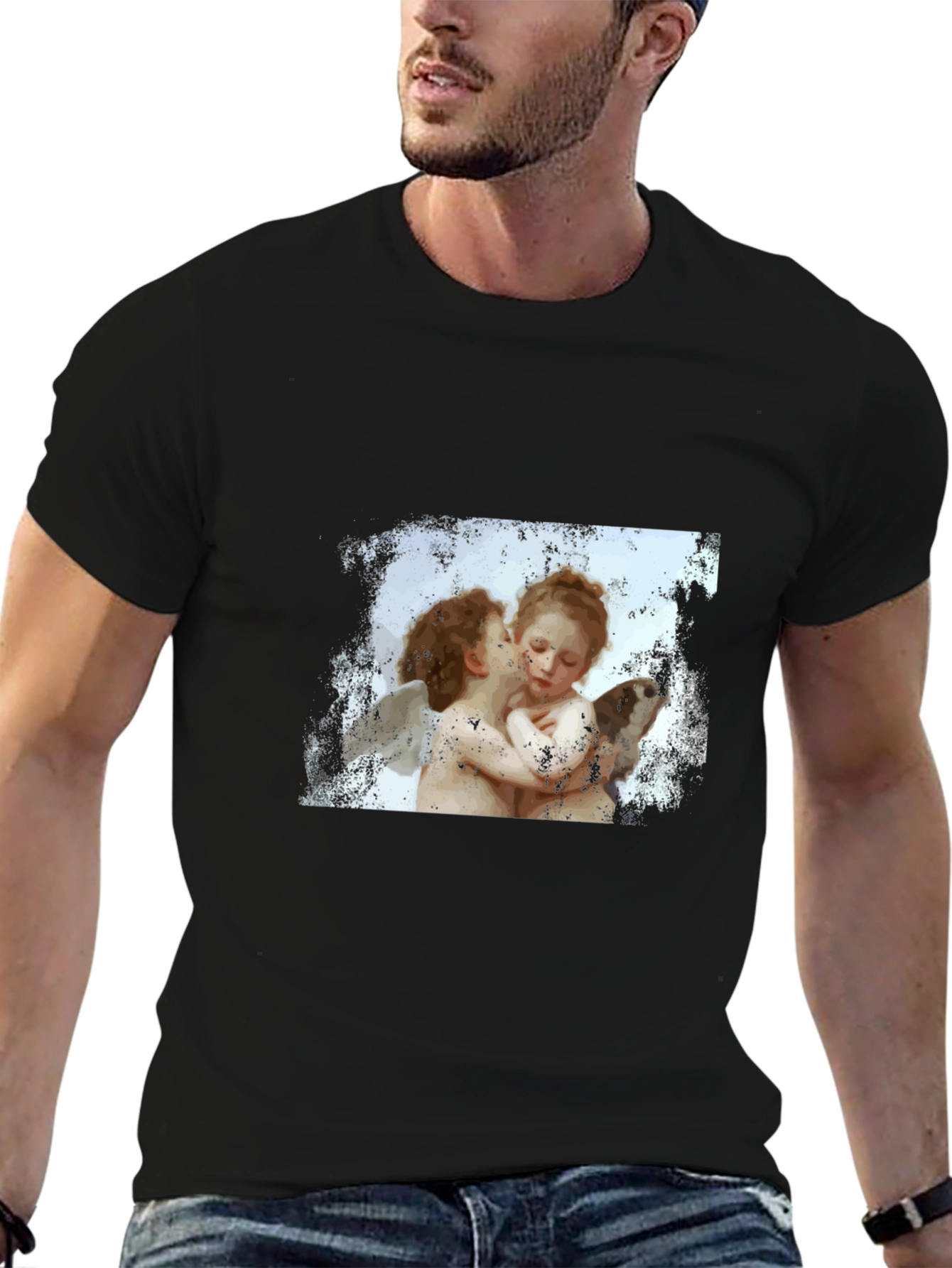 Cherub Kiss Graphic T-Shirt - Black
