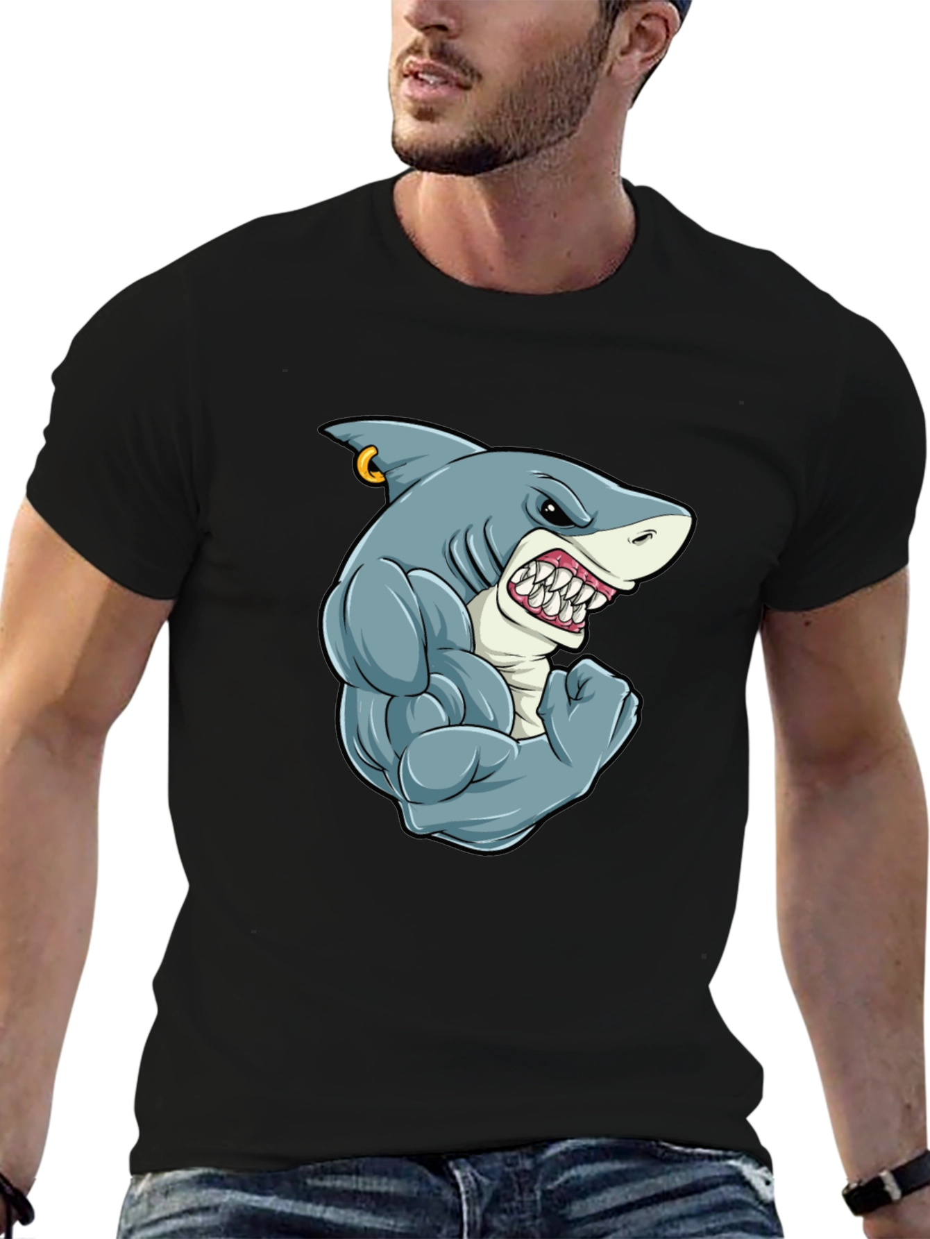 Shark Muscle T-Shirt - Black Tee