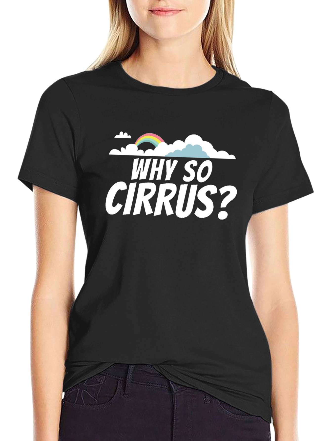 Why So Cirrus? Black Cotton Graphic T-Shirt