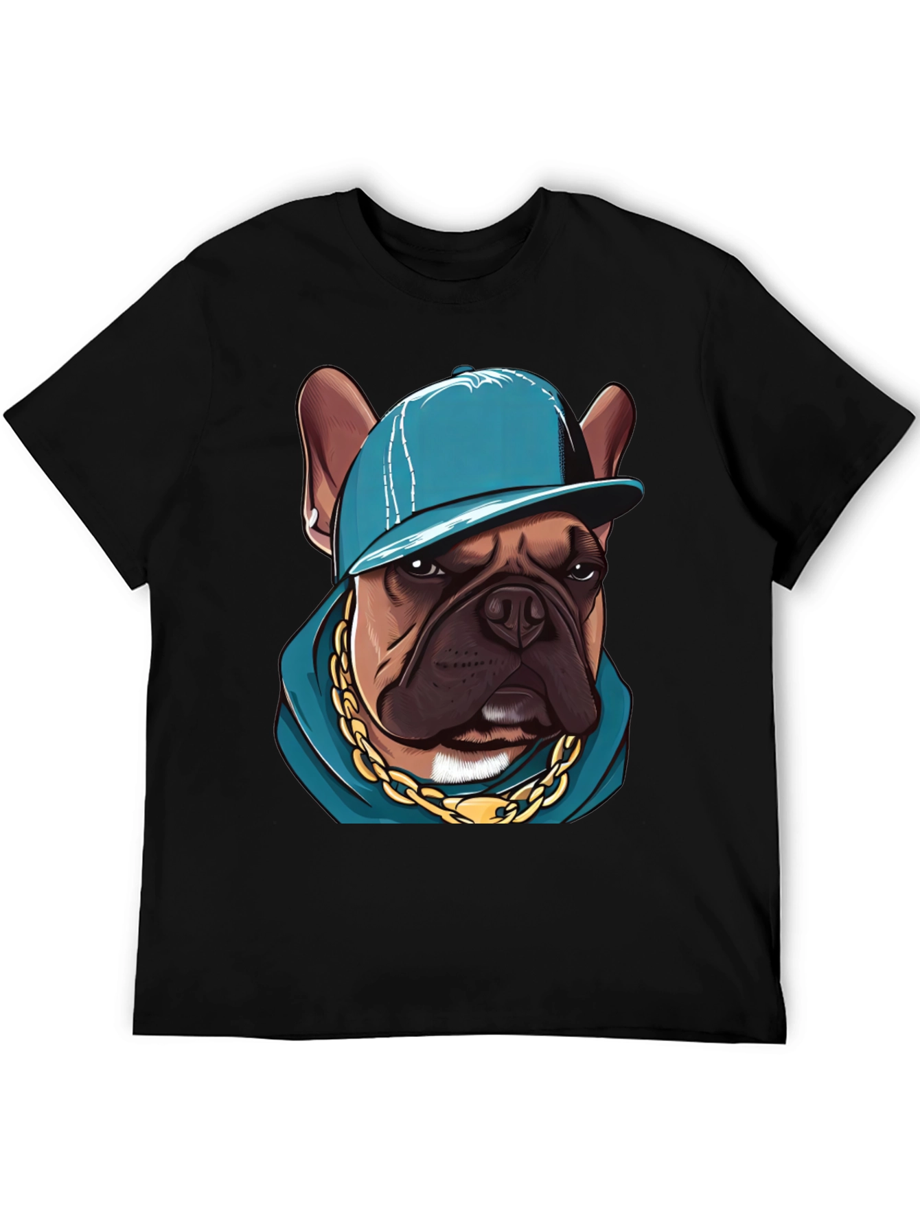 Cool Bulldog in a Cap T-Shirt