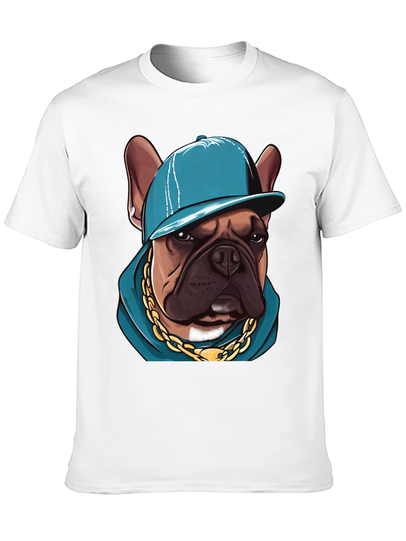 Cool Bulldog in a Cap T-Shirt