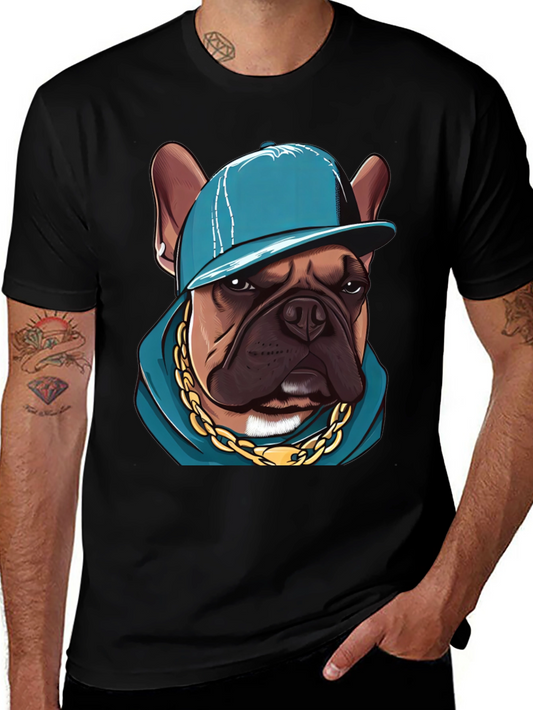 Cool Bulldog in a Cap T-Shirt