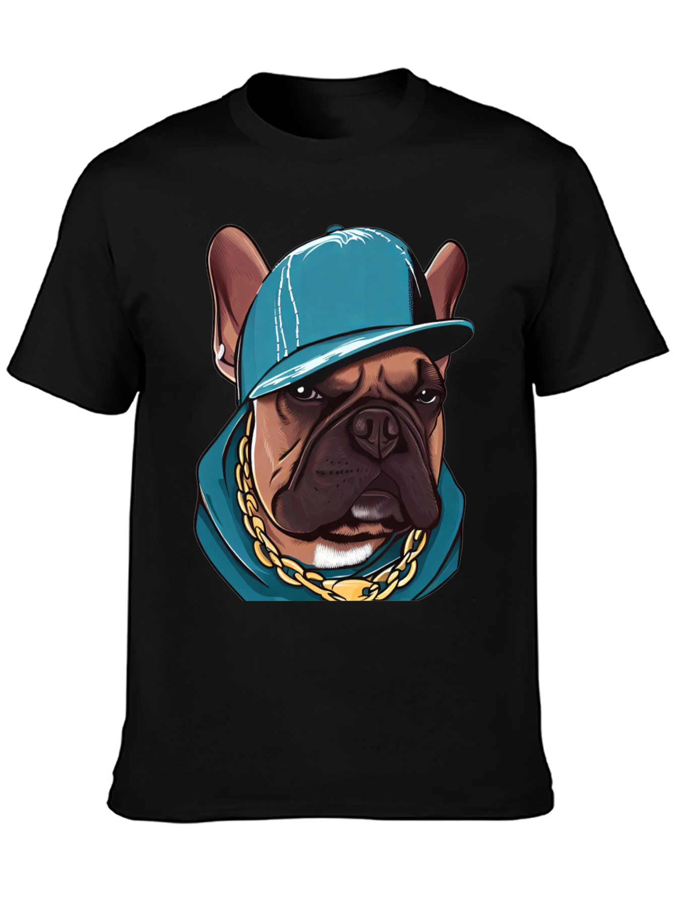 Cool Bulldog in a Cap T-Shirt