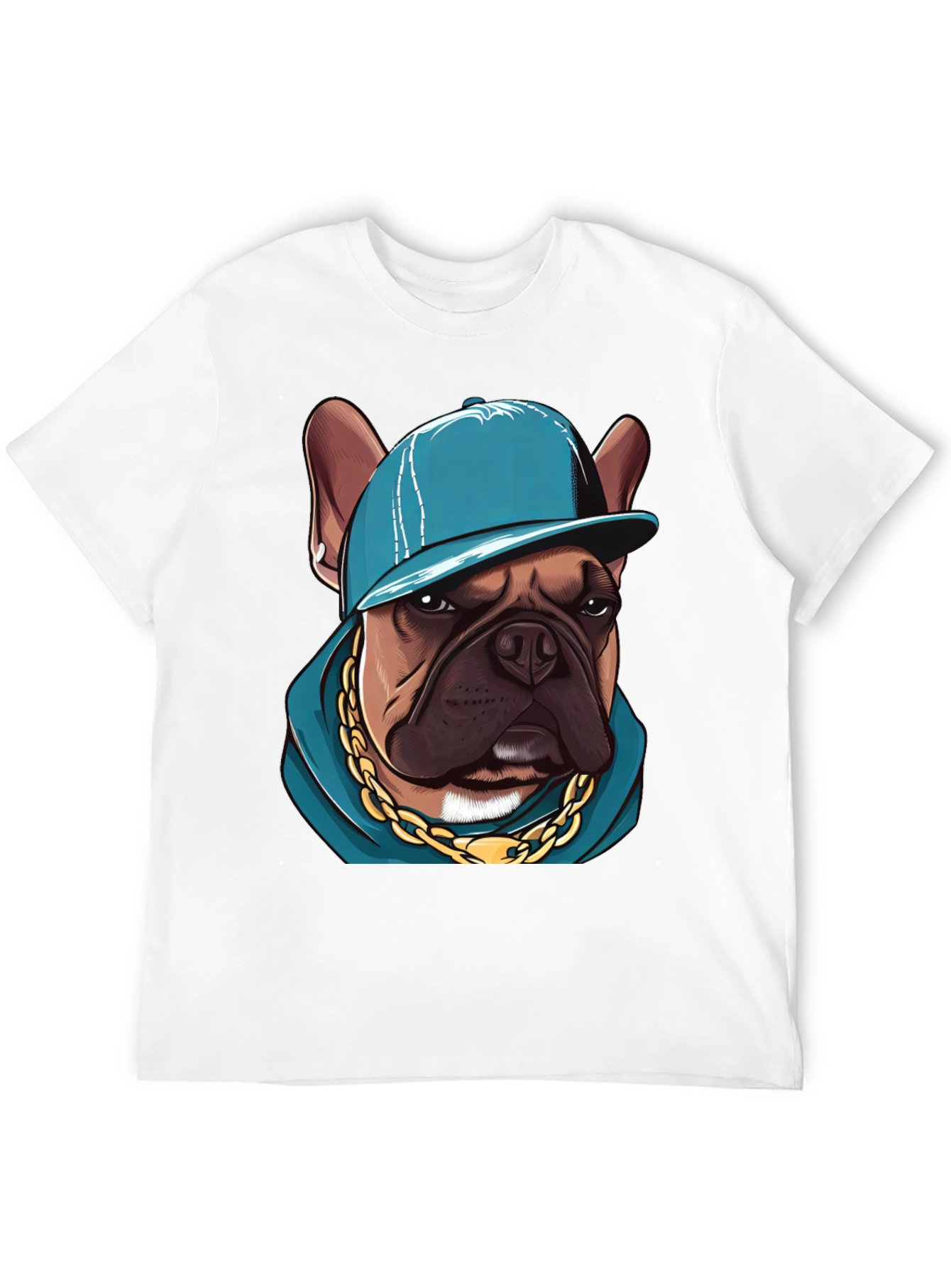 Cool Bulldog in a Cap T-Shirt