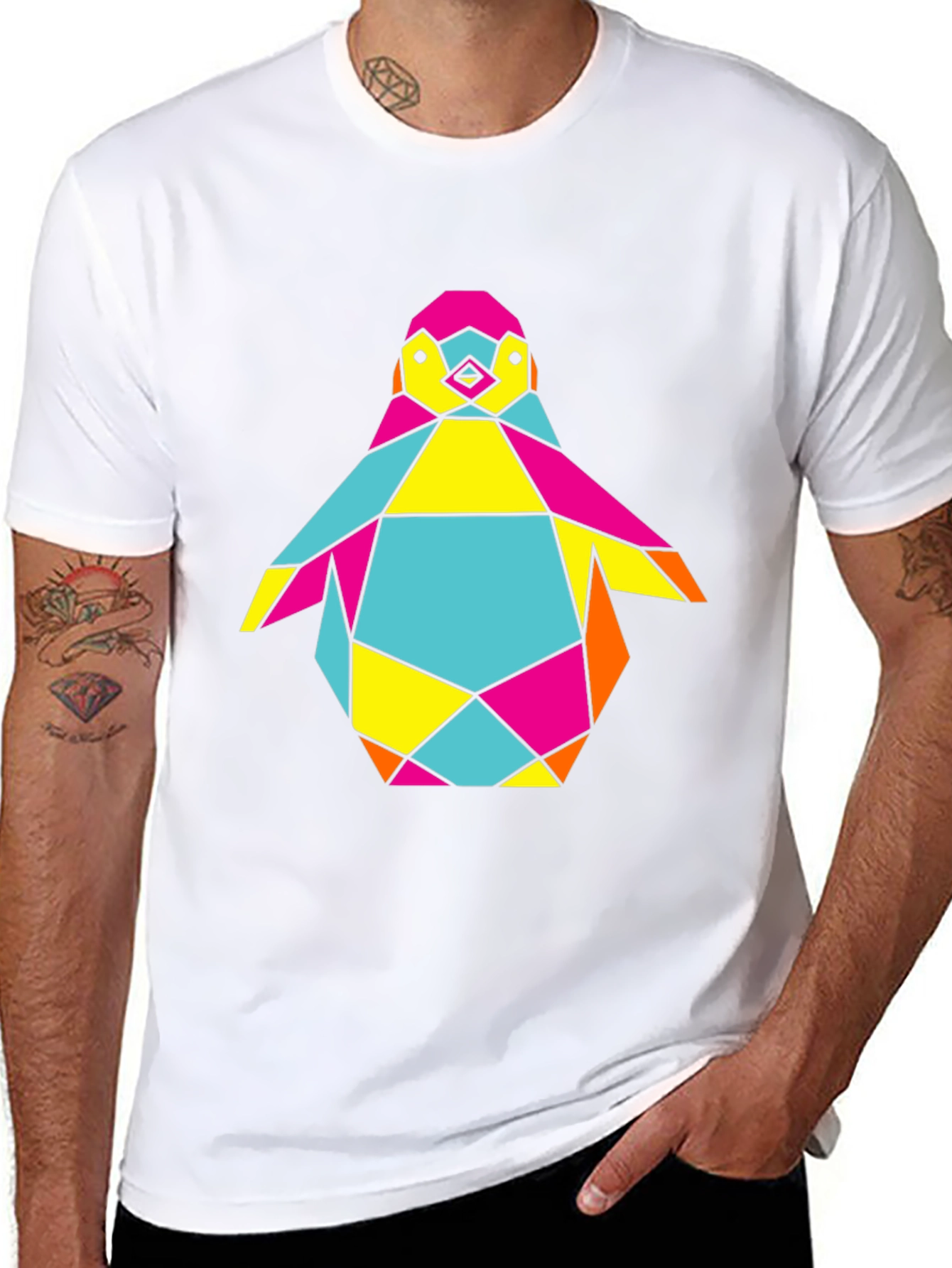 Geometric Penguin Graphic Tee - Cool Modern Design