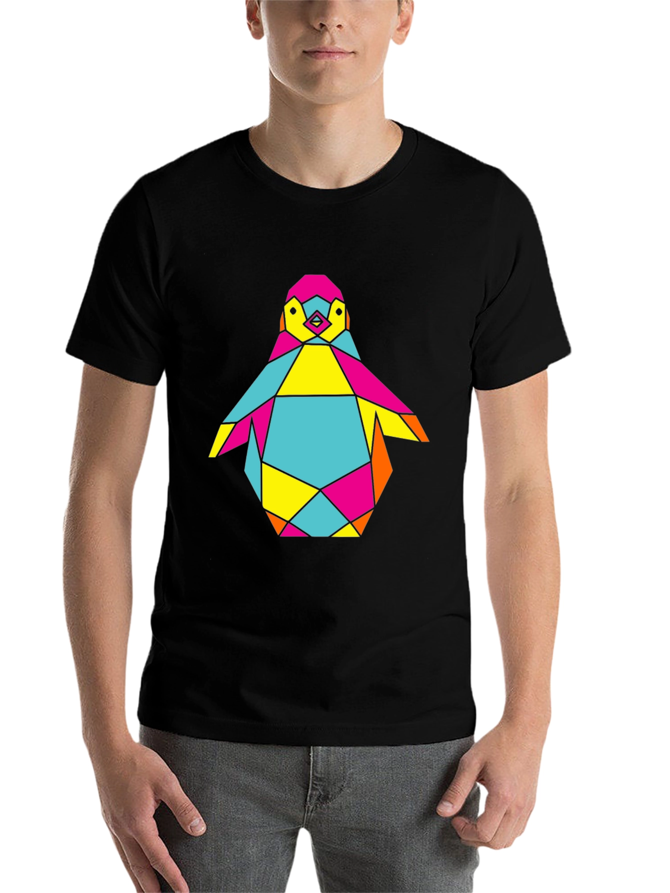 Geometric Penguin Graphic Tee - Cool Modern Design