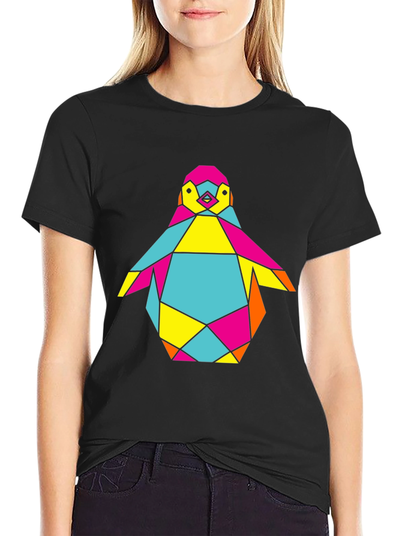 Geometric Penguin Graphic Tee - Cool Modern Design