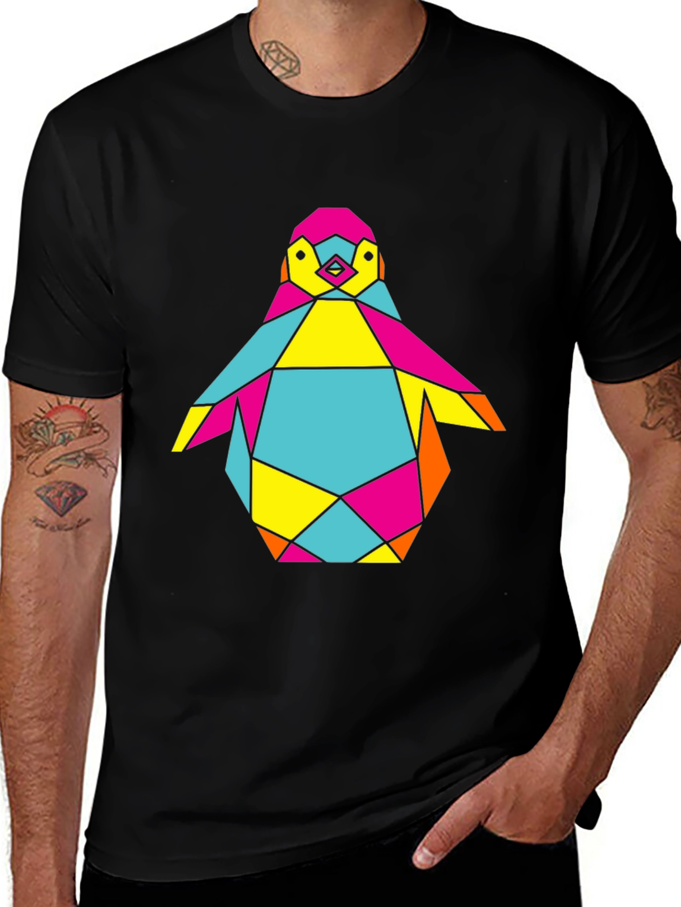 Geometric Penguin Graphic Tee - Cool Modern Design