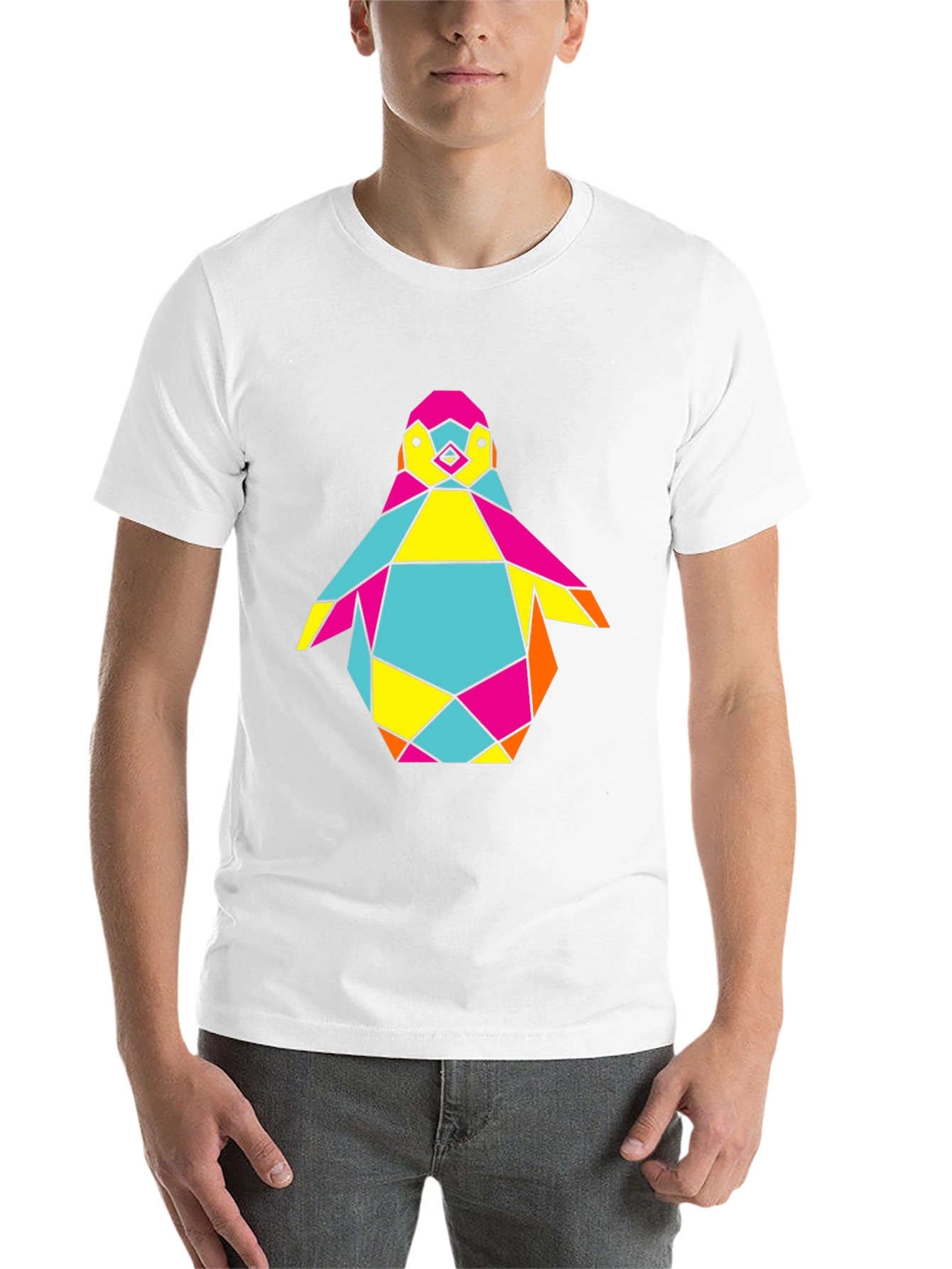 Geometric Penguin Graphic Tee - Cool Modern Design