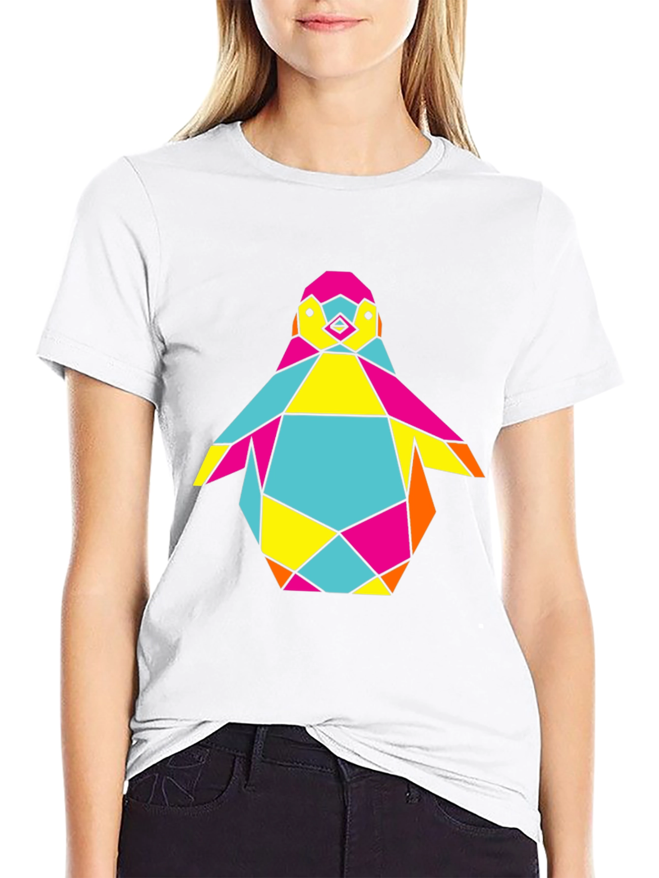 Geometric Penguin Graphic Tee - Cool Modern Design