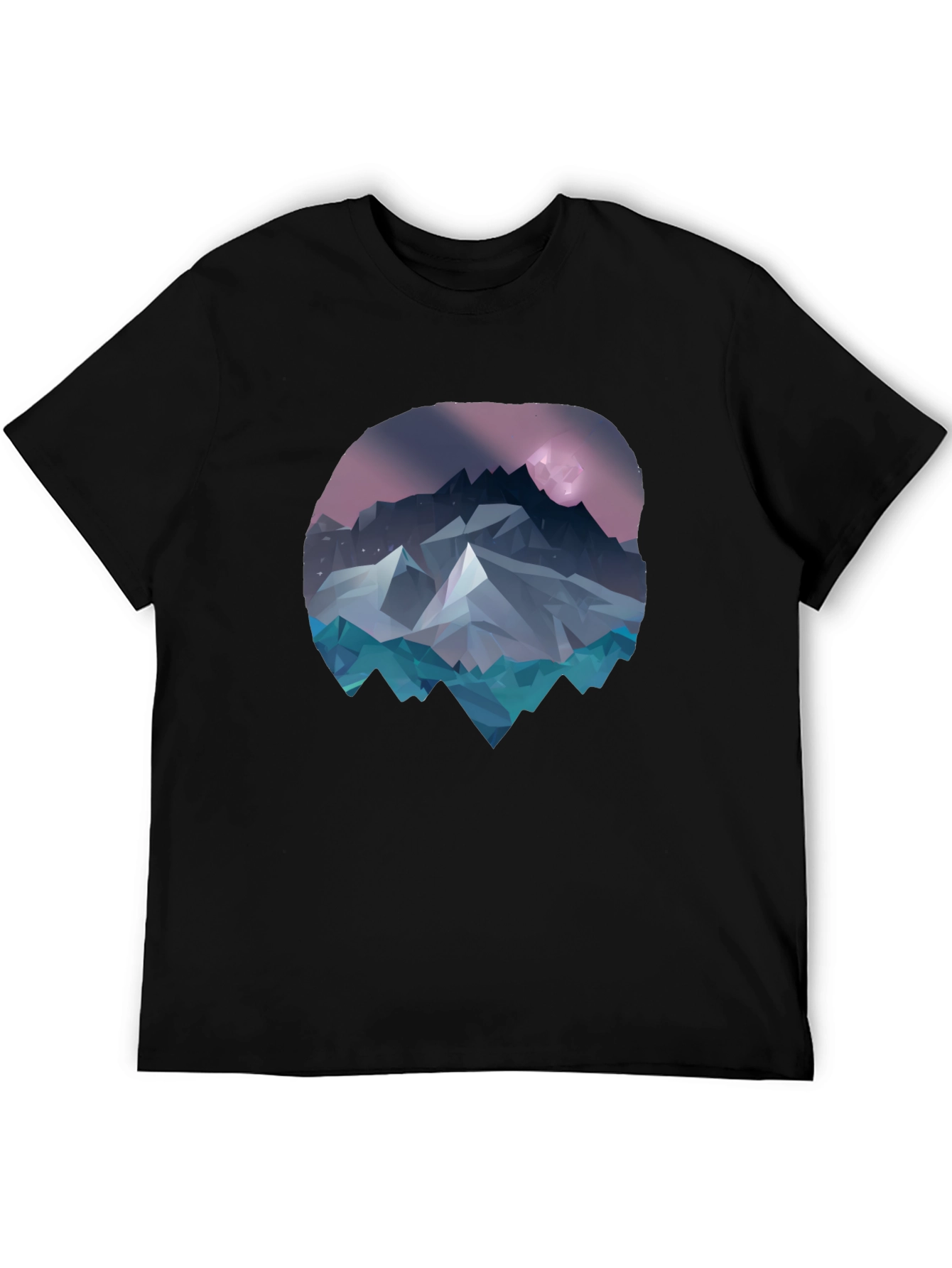 Geometric Mountainscape Graphic Tee - Black