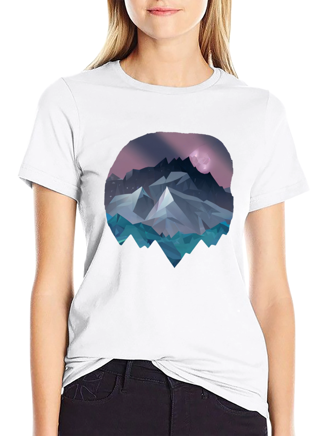 Geometric Mountainscape Graphic Tee - Black
