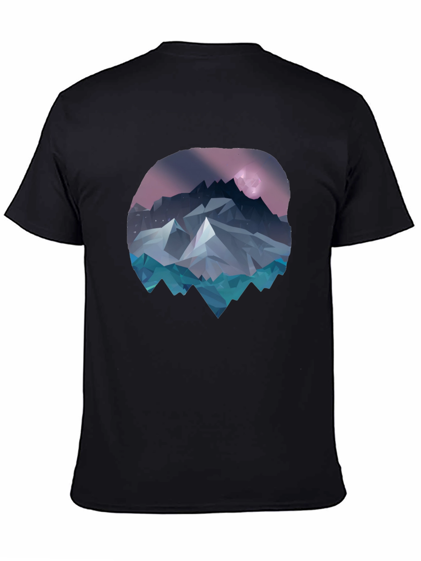 Geometric Mountainscape Graphic Tee - Black