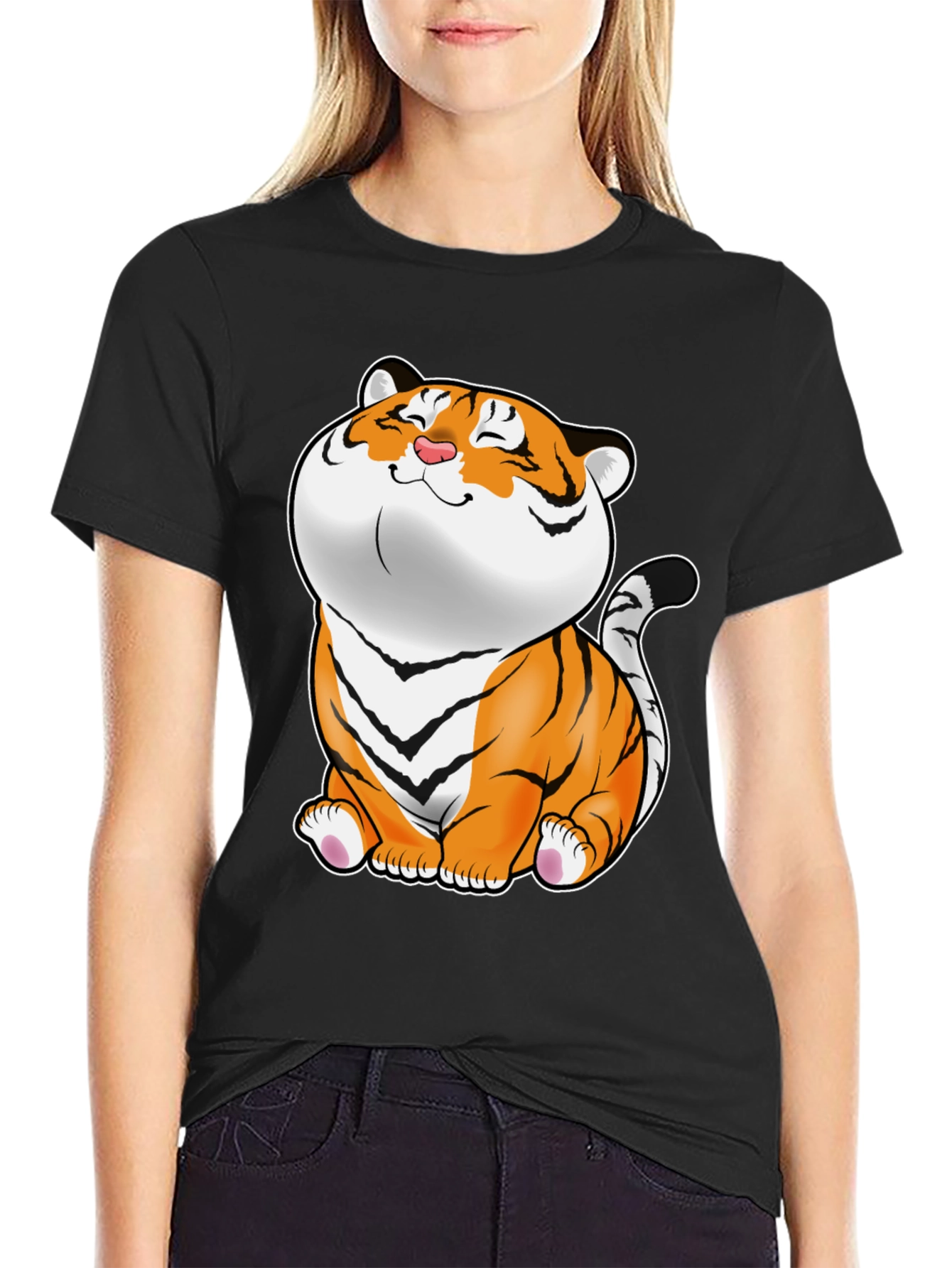 Cute Tiger Graphic Tee - Black Unisex T-Shirt
