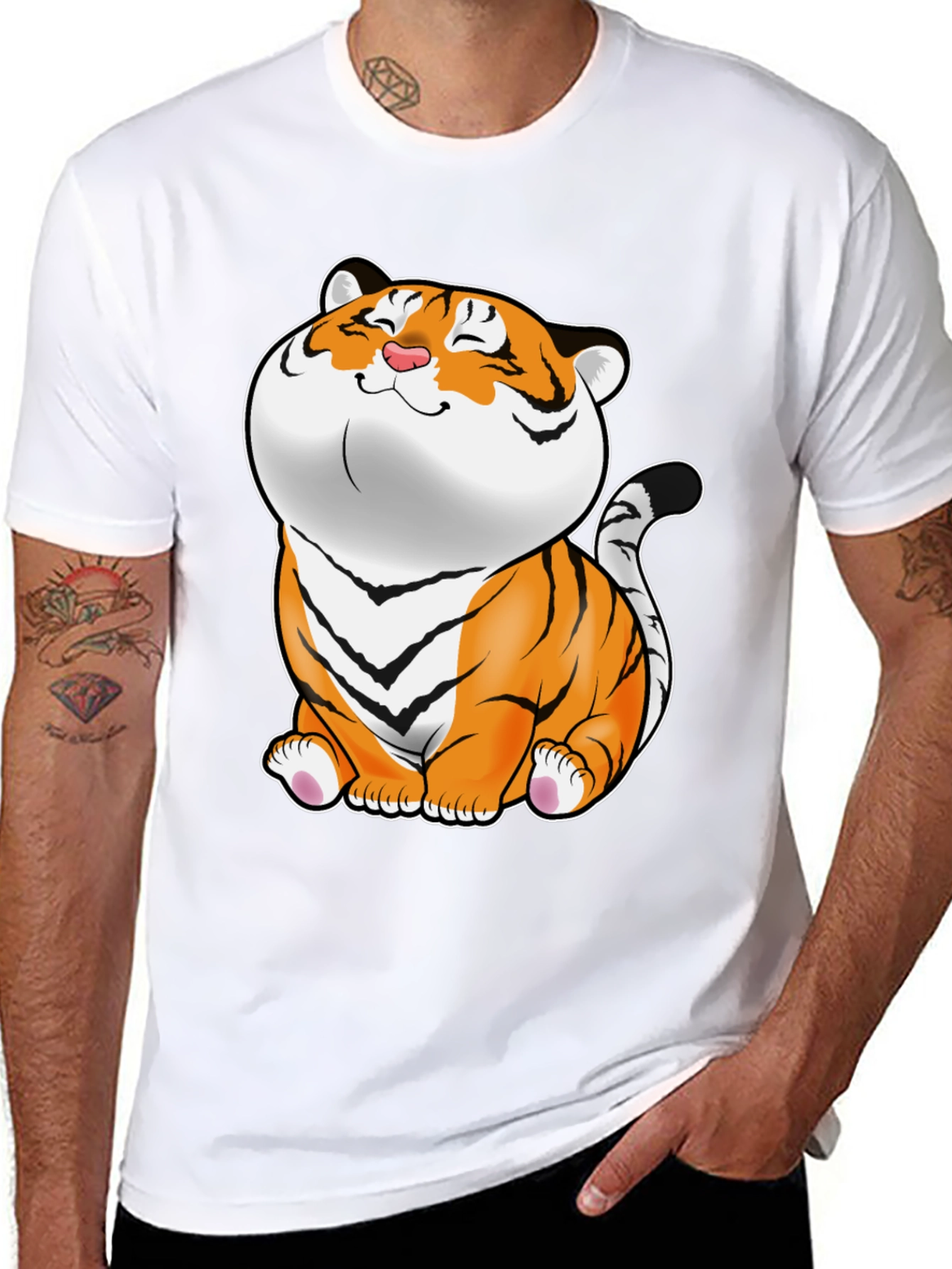 Cute Tiger Graphic Tee - Black Unisex T-Shirt
