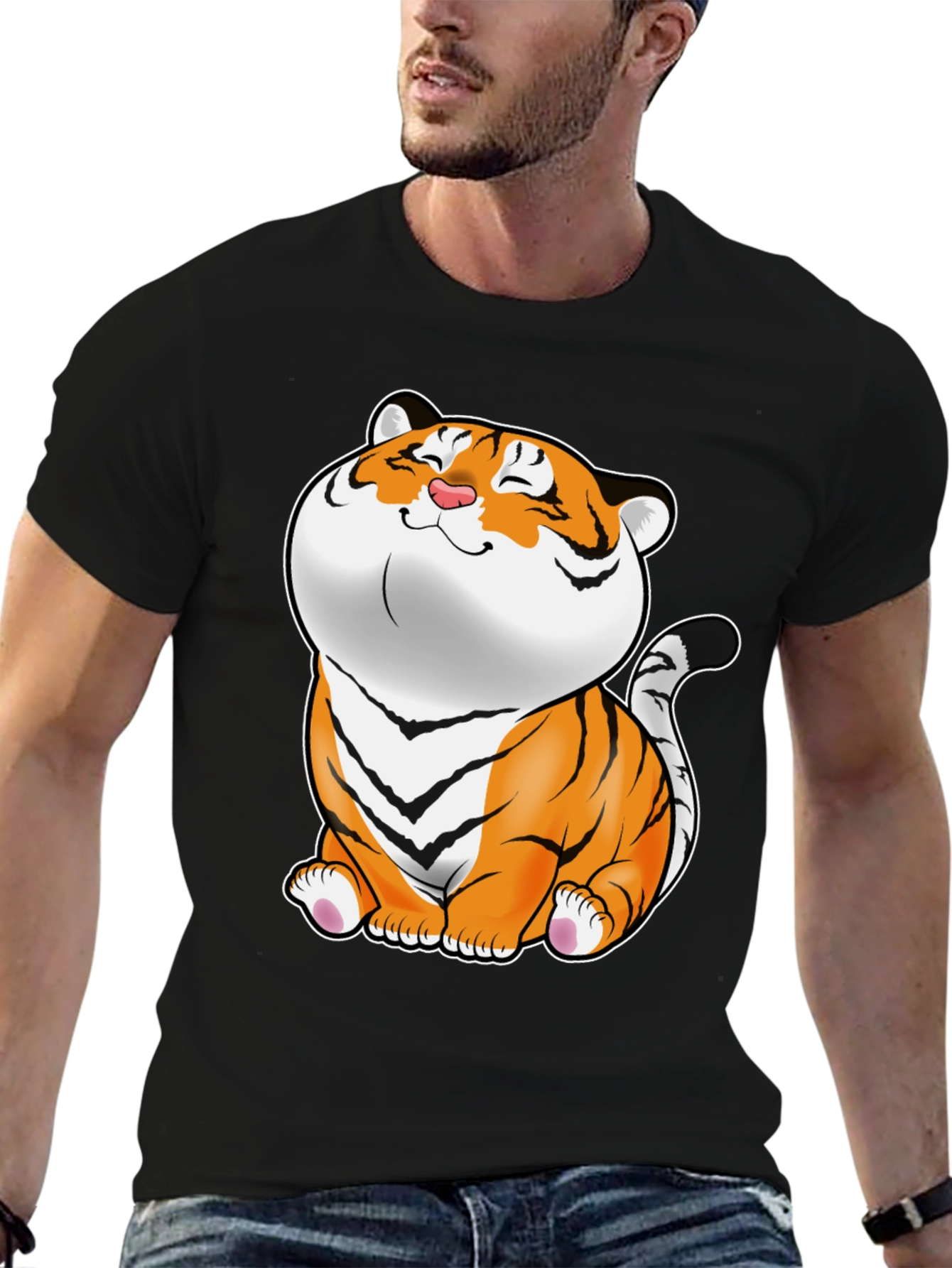 Cute Tiger Graphic Tee - Black Unisex T-Shirt