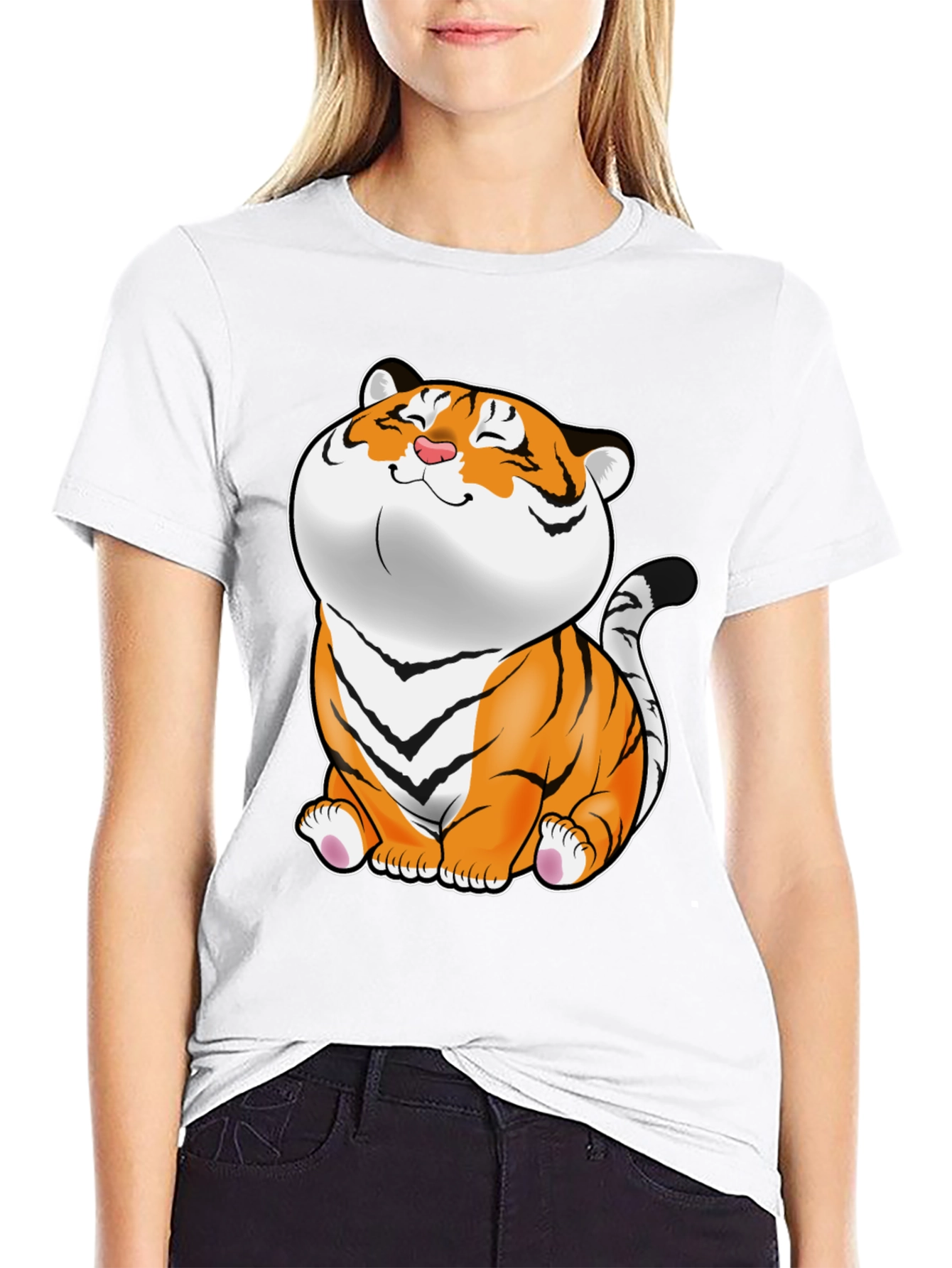 Cute Tiger Graphic Tee - Black Unisex T-Shirt