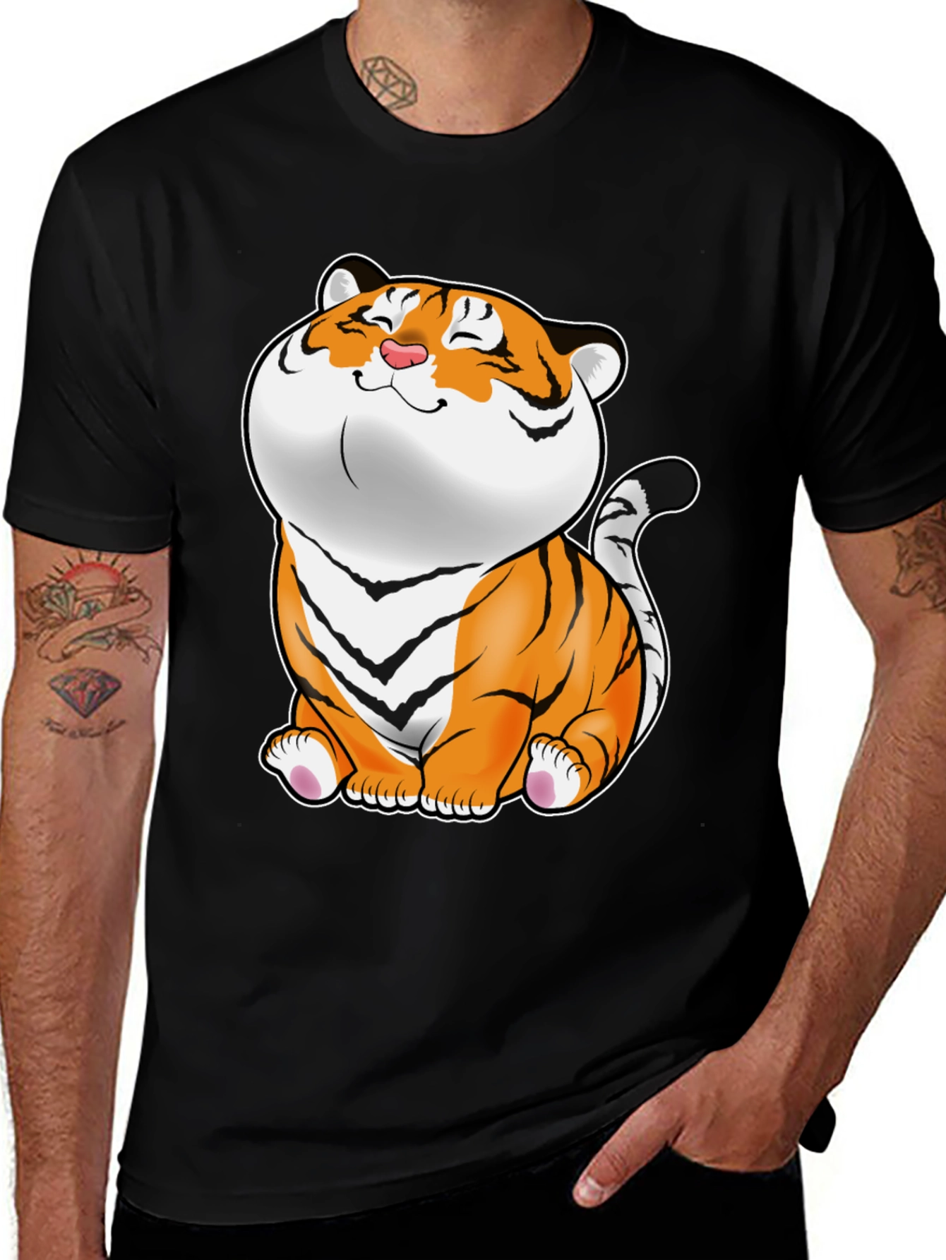 Cute Tiger Graphic Tee - Black Unisex T-Shirt