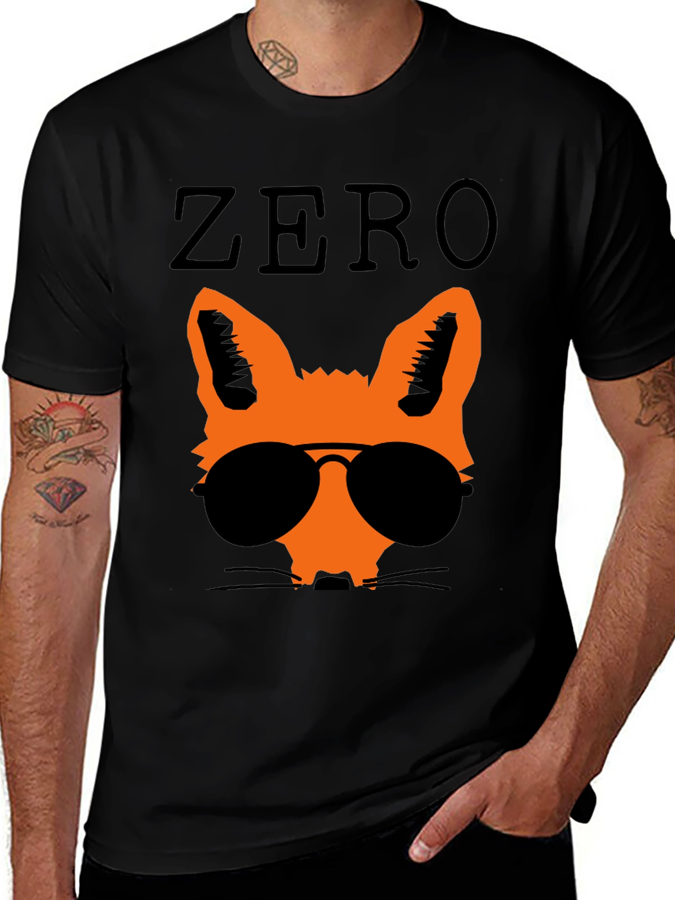 Cool Fox Graphic Tee - Black